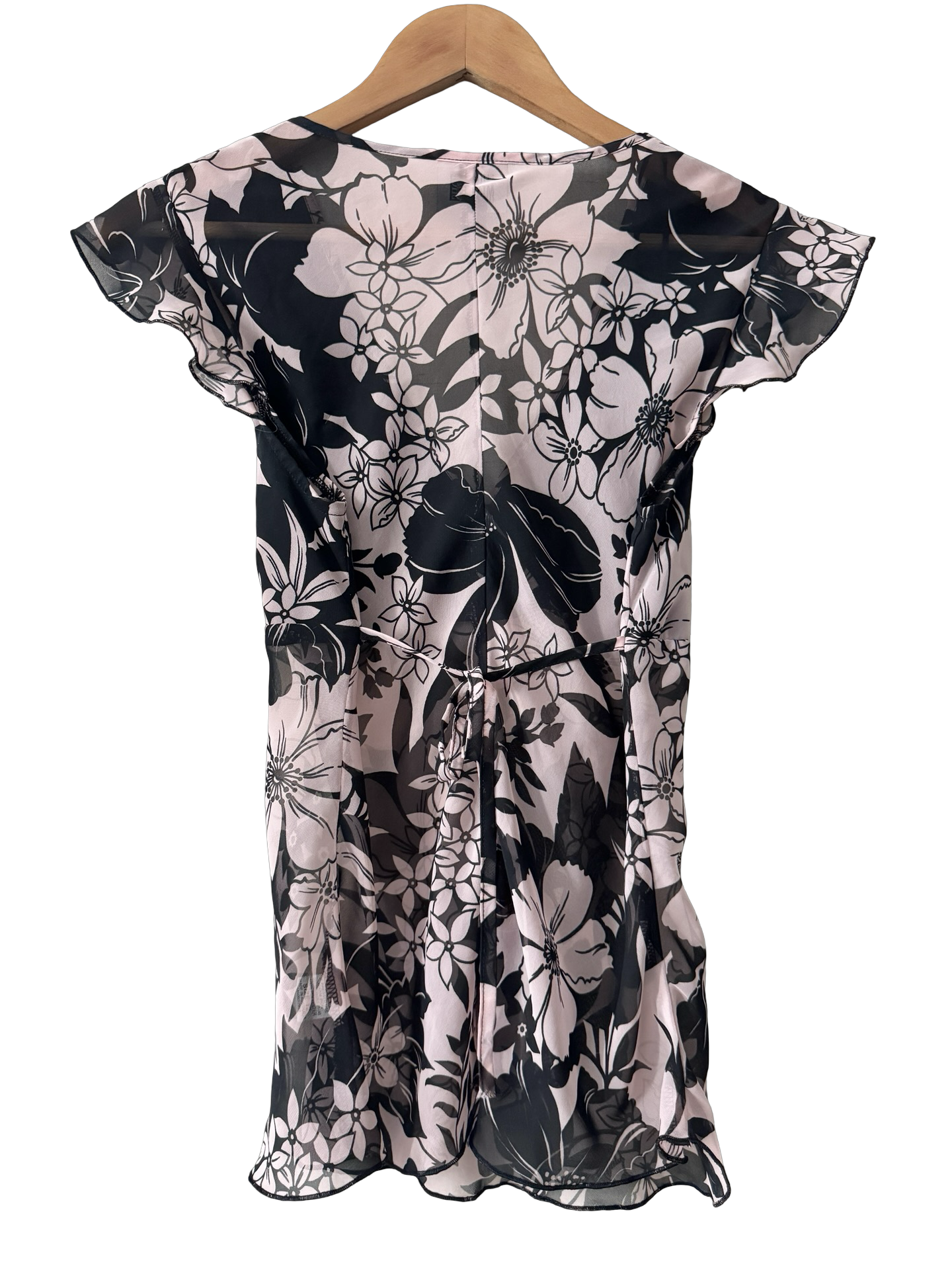 Vintage Y2K Pink Motel Floral Tie Top (M)