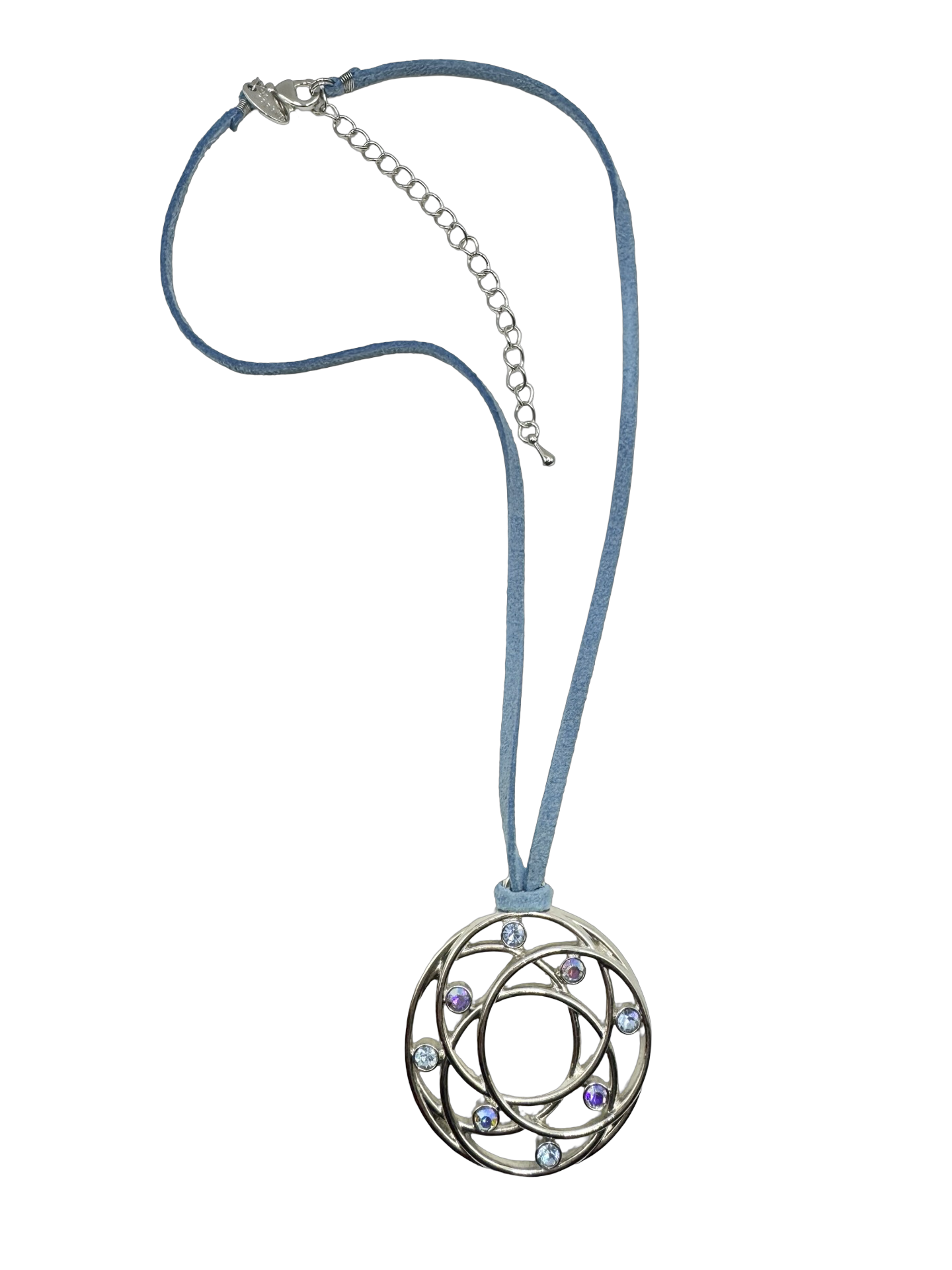 Vintage Y2K Blue Orbit Celestial Pendant Necklace