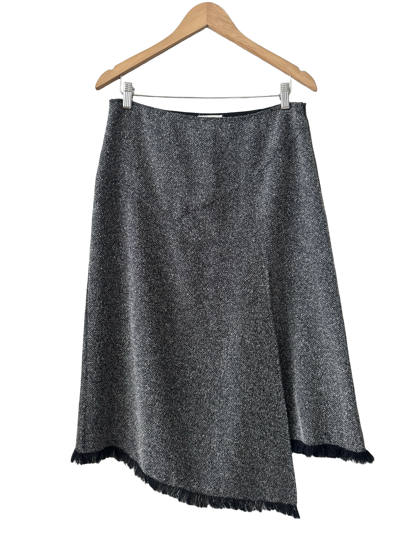 Vintage Y2K Fringe Hem Tweed Midi Skirt (M)