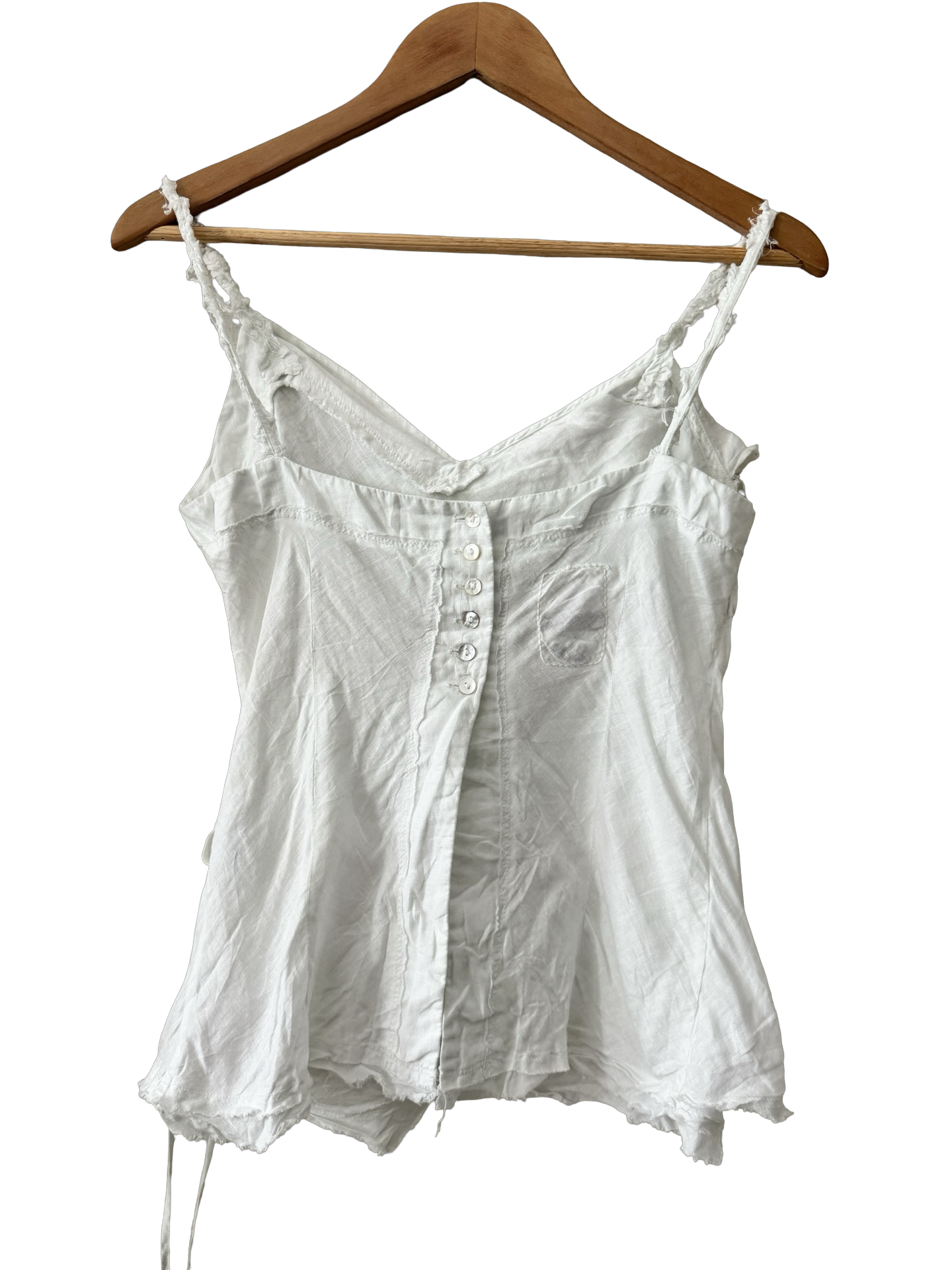 Vintage 90s Linen Cloud Dancer Wrap Top (S-M)