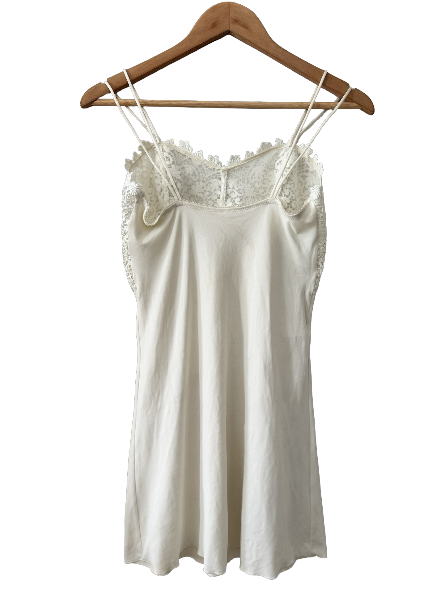 Vintage Y2K European Ivory Sonata Lace Slip Dress (S)