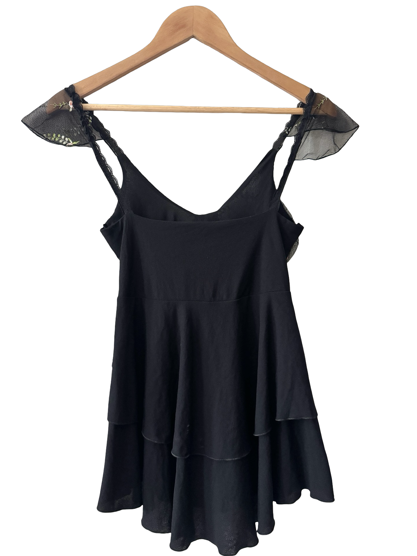 Vintage Y2K Enchanted Garden Mesh Babydoll Top (S)