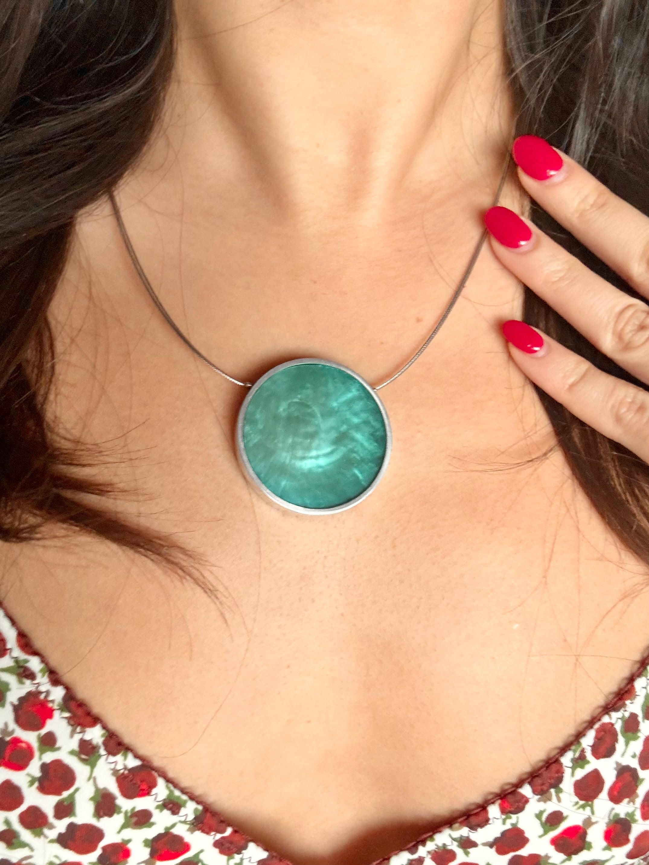 Two-Toned Circle Gem Necklace