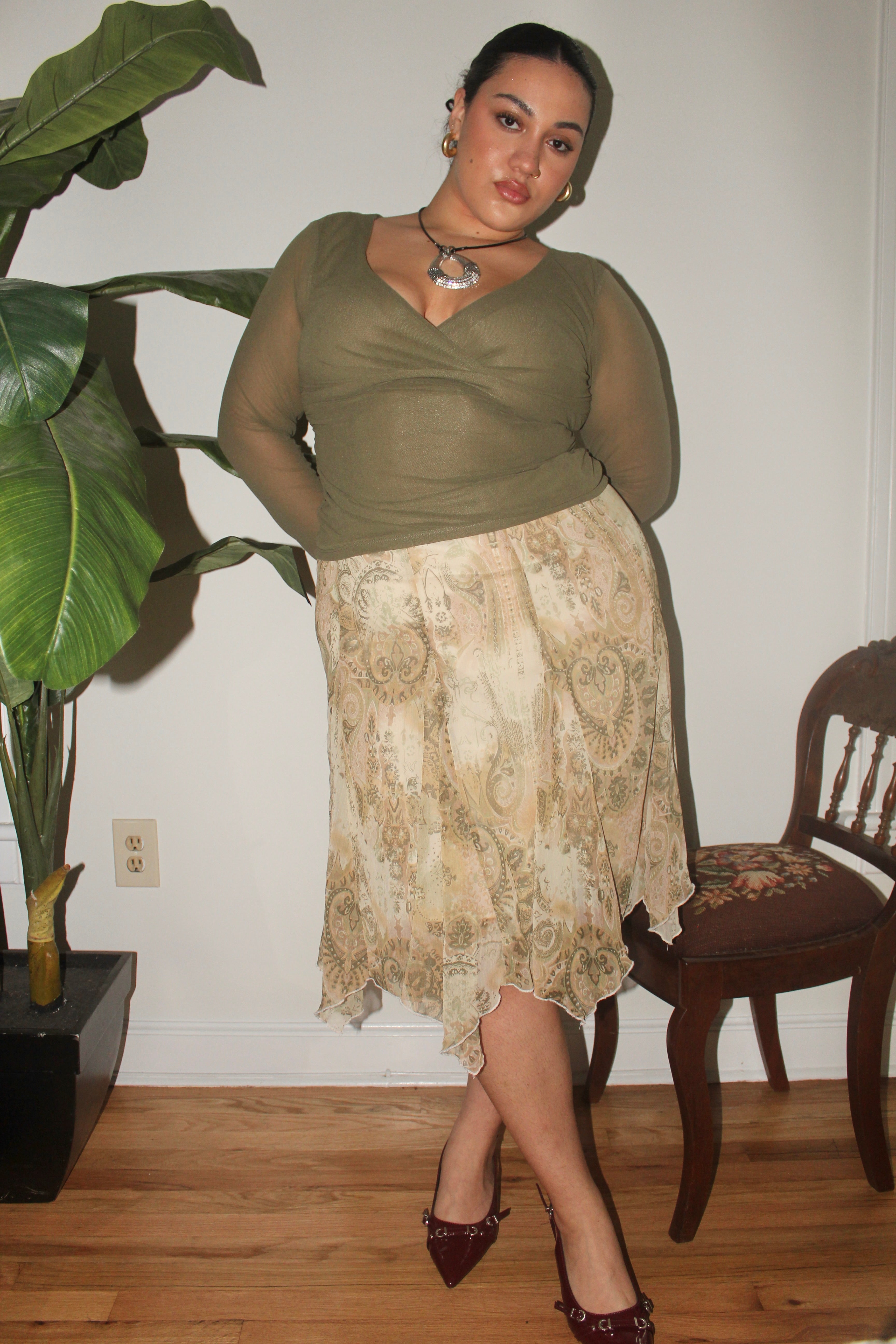 Vintage 90s Asymmetrical Fairy Midi Skirt (L)