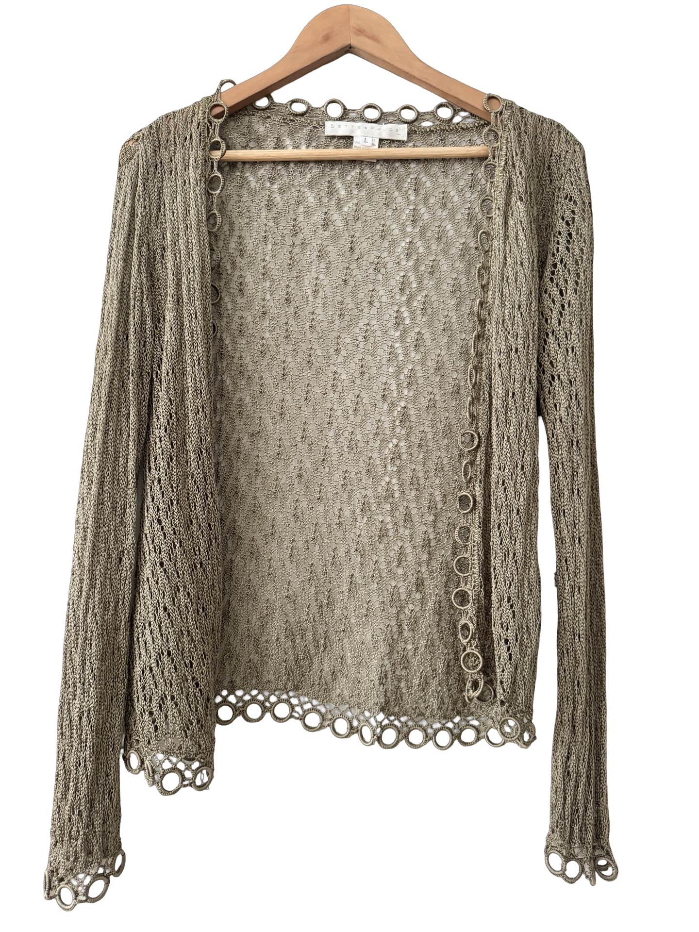 Vintage 90s Sage Open Knit Cardigan (L)