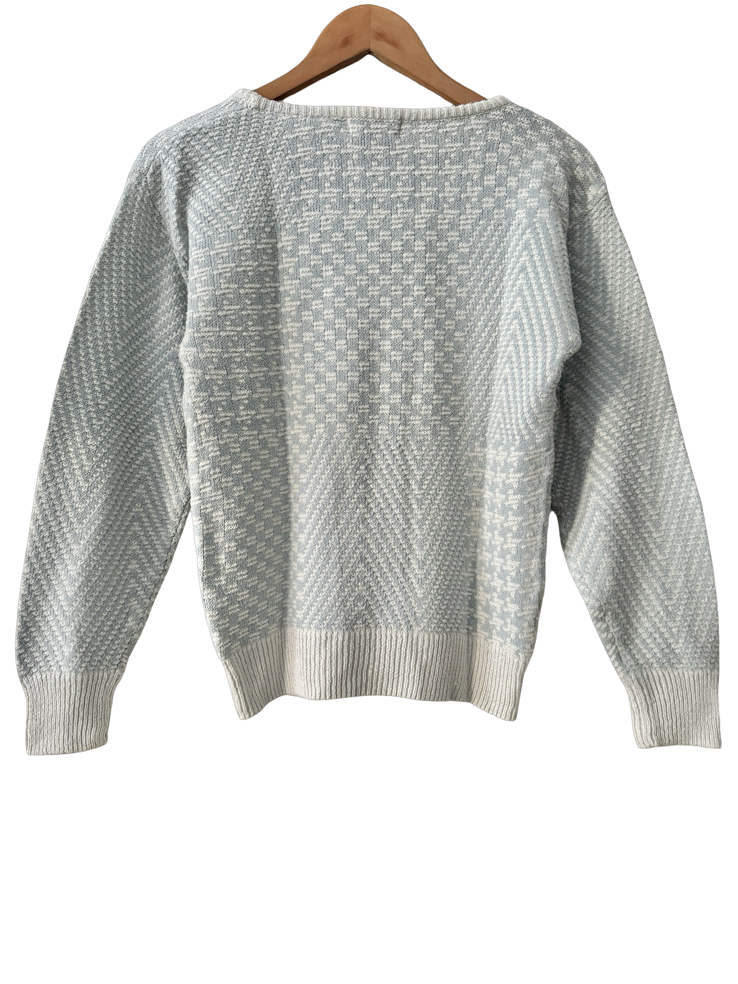 Vintage 90s Blue Hour Silk Patchwork Knit Sweater (S)