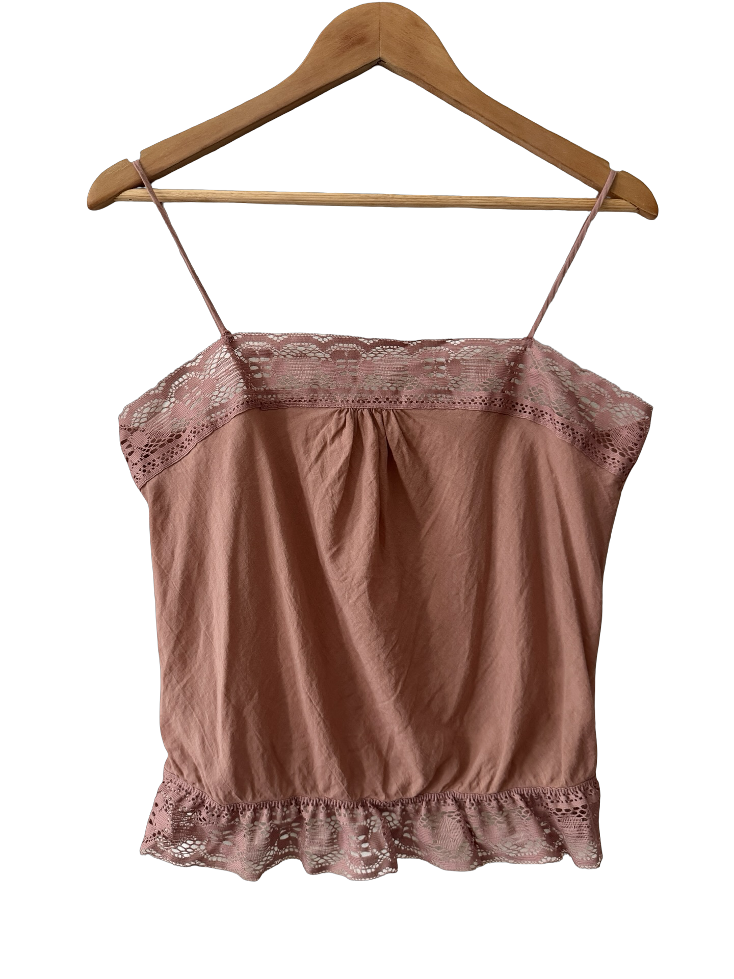 Vintage 90s Dusty Rose Lace Trim Cami (S/M)
