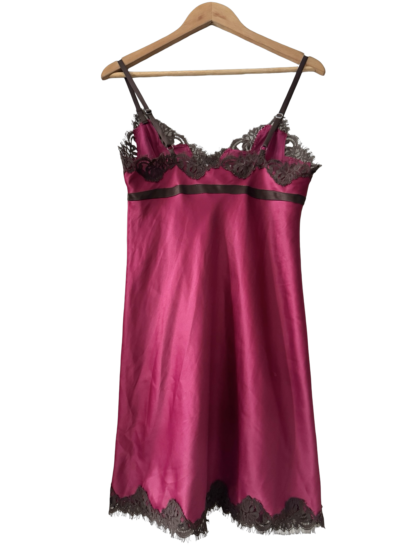 Vintage Y2K Berry Noir Satin Slip (M)