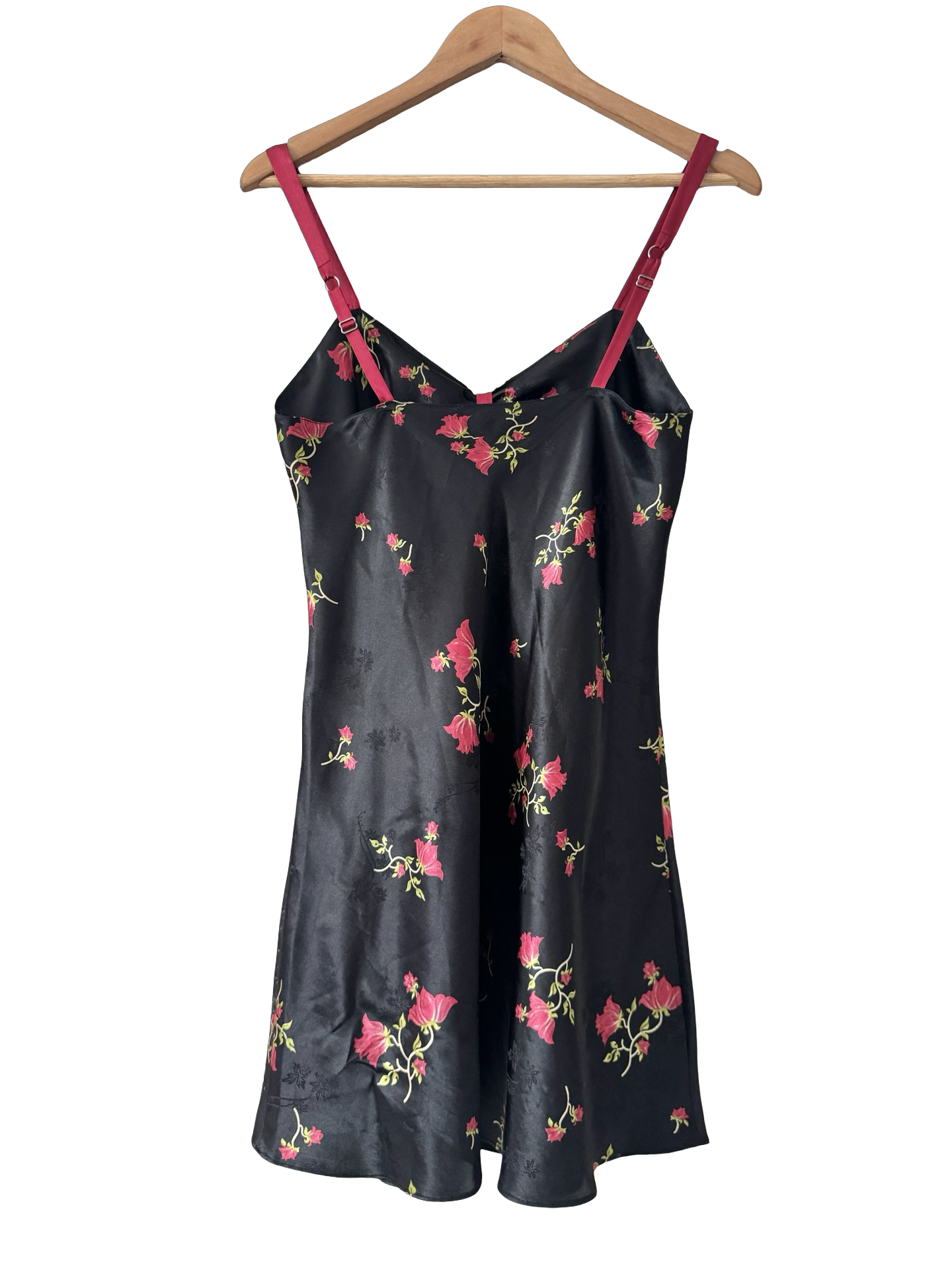 Vintage Y2K Black Floral Bow Mini Dress (S/M)