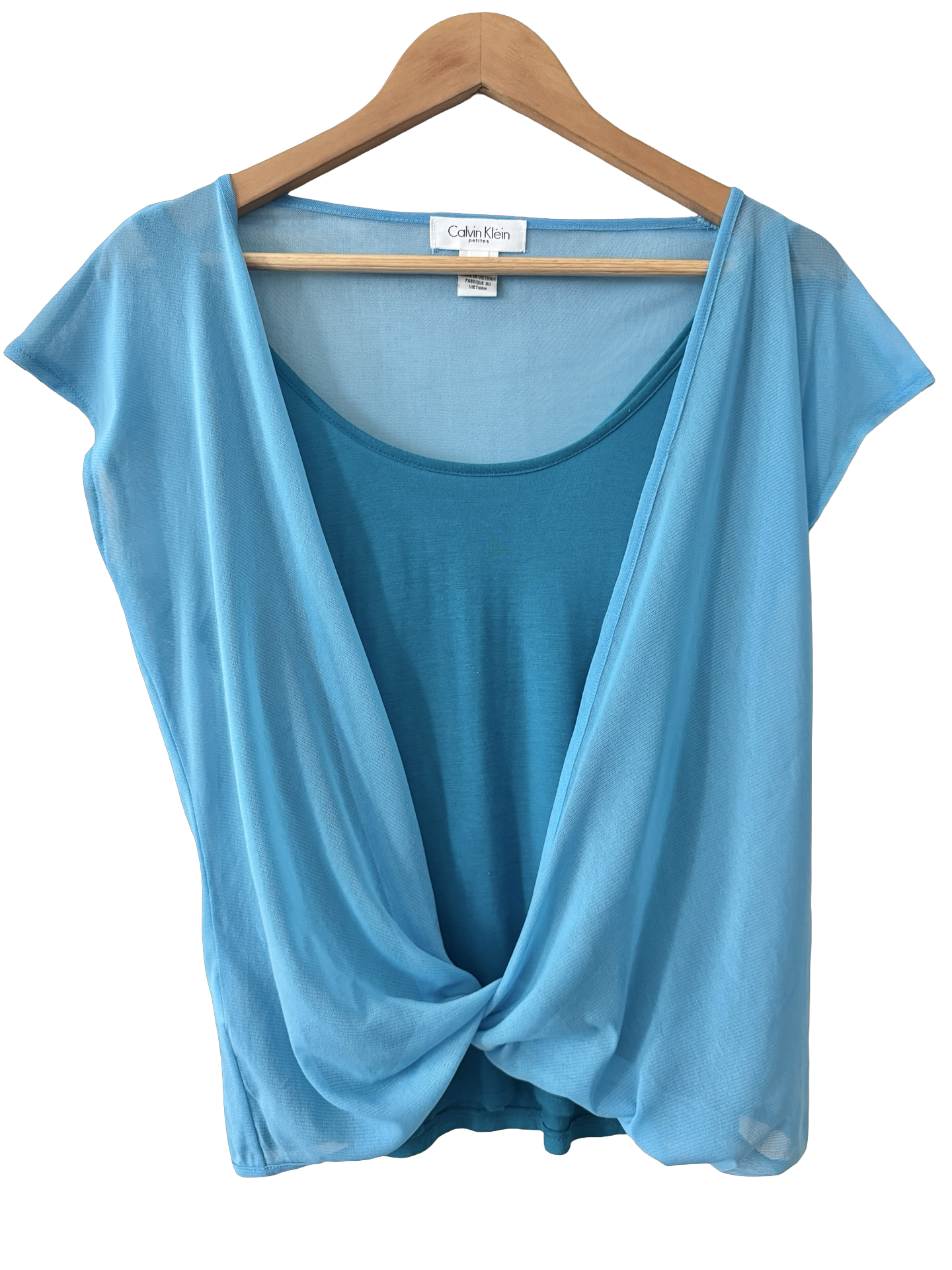 Vintage Y2K Calvin Klein Lagoon Mesh Twist Top (M)