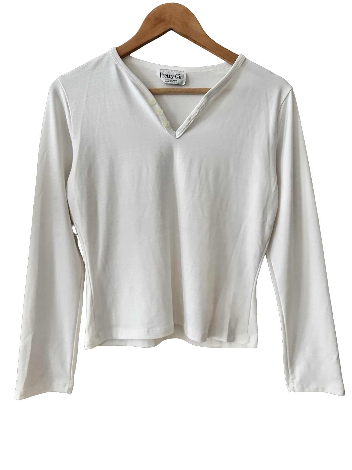 Vintage 90s Pretty Girl Ivory Long Sleeve (L)