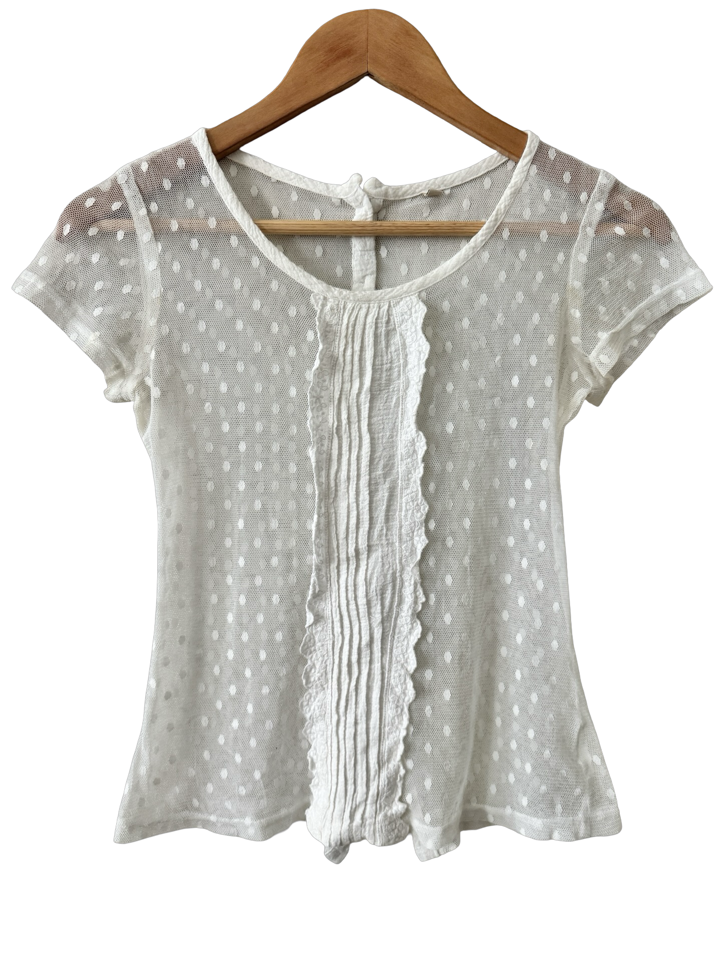 Vintage Y2K Angel Kiss Sheer Polka Dot Mesh Top(S)