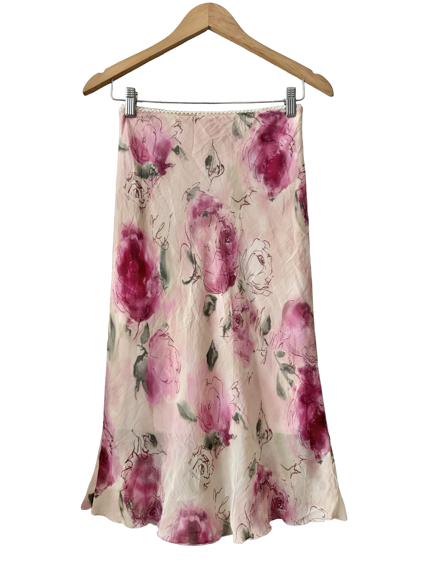 Vintage 90s Parisian Painted Roses Skirt (XS/S)