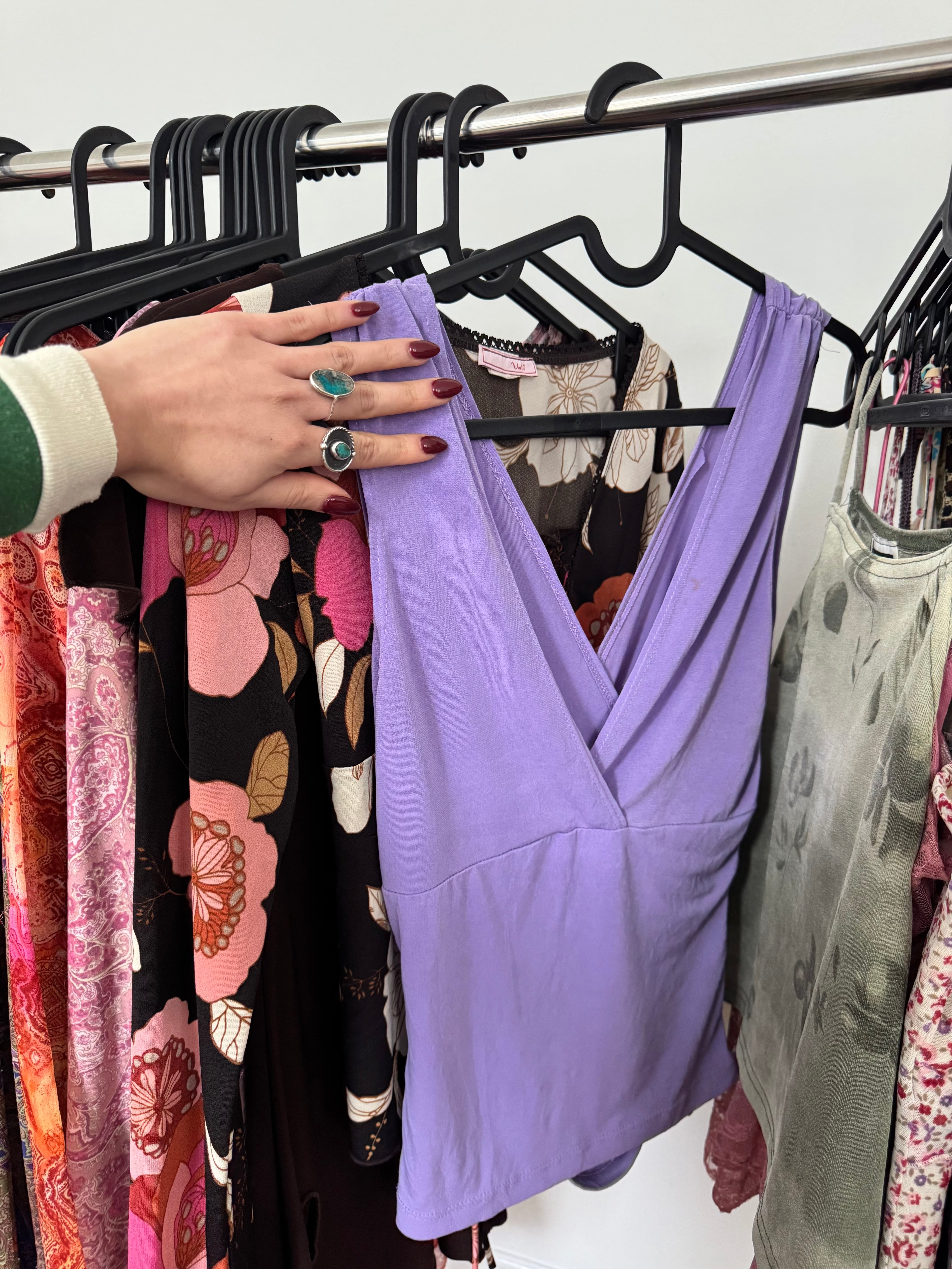 Vintage 90s Moa Moa Lilac Ruched Wrap Tank (M)