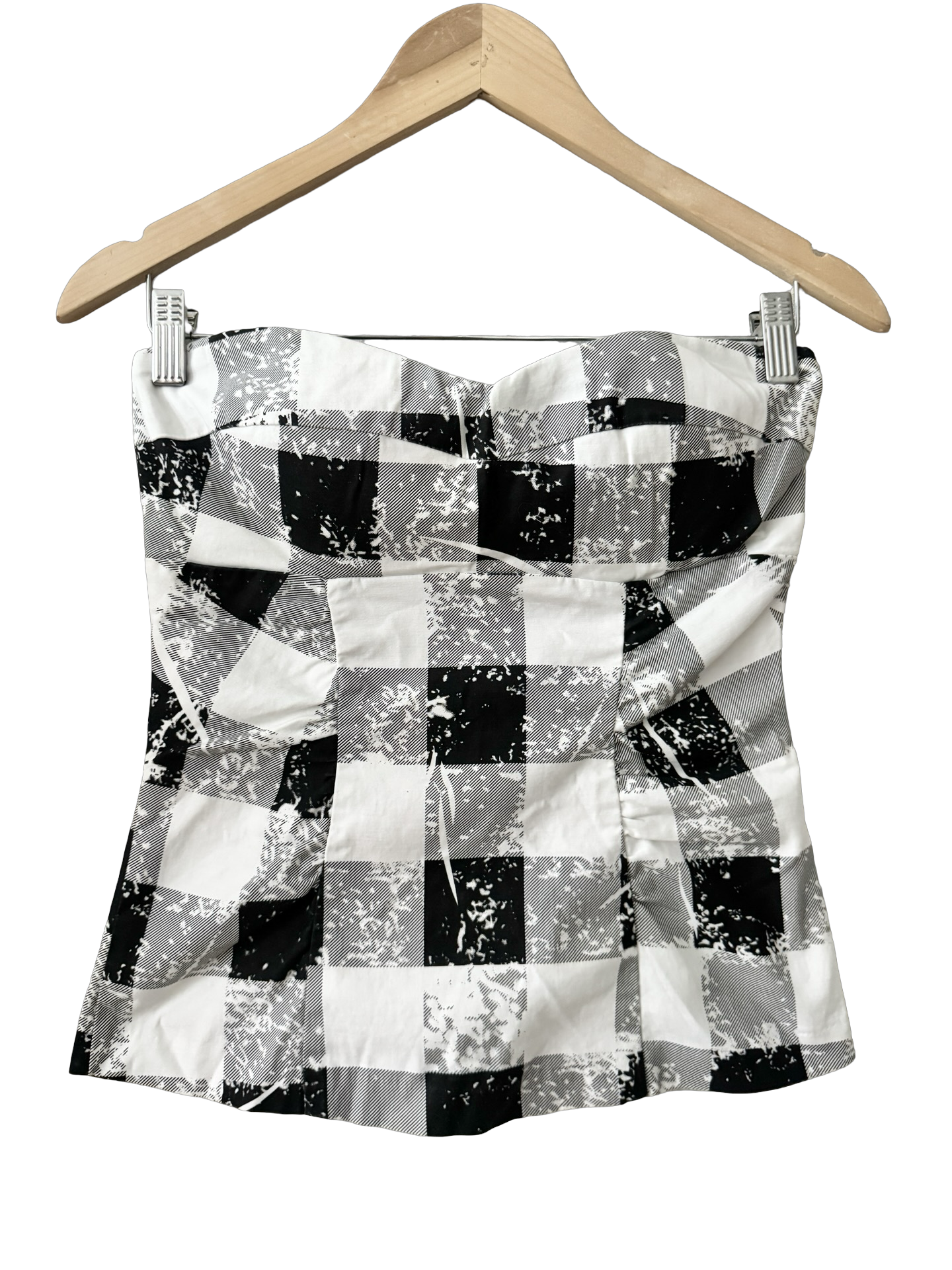 Vintage Y2K Checkered Strapless Top (S)