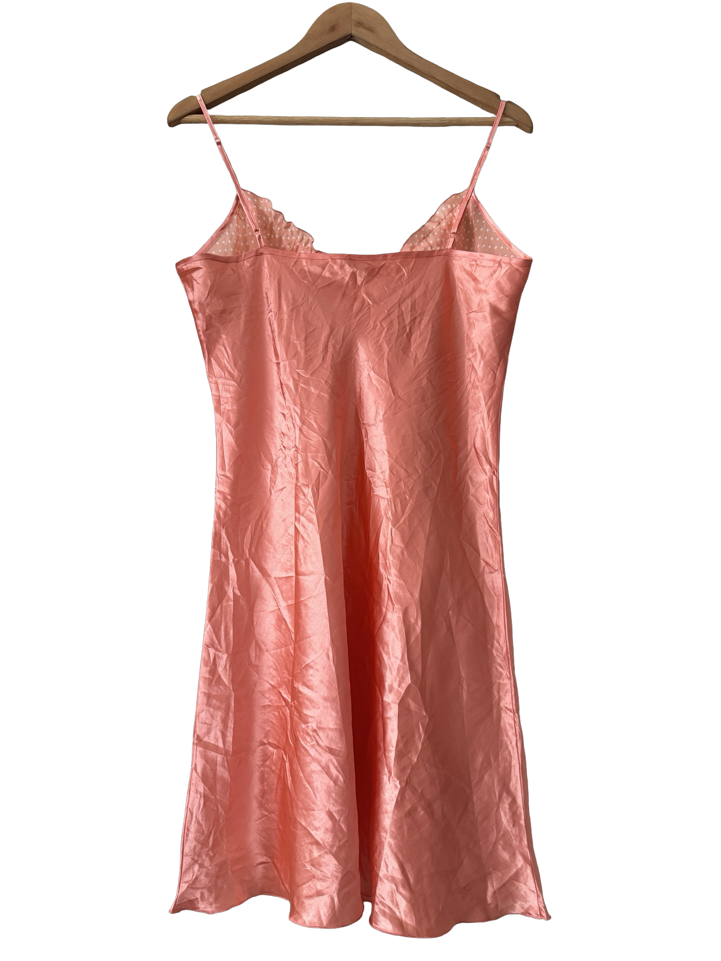 Vintage Y2K Peach Sweetheart Satin Slip (L)