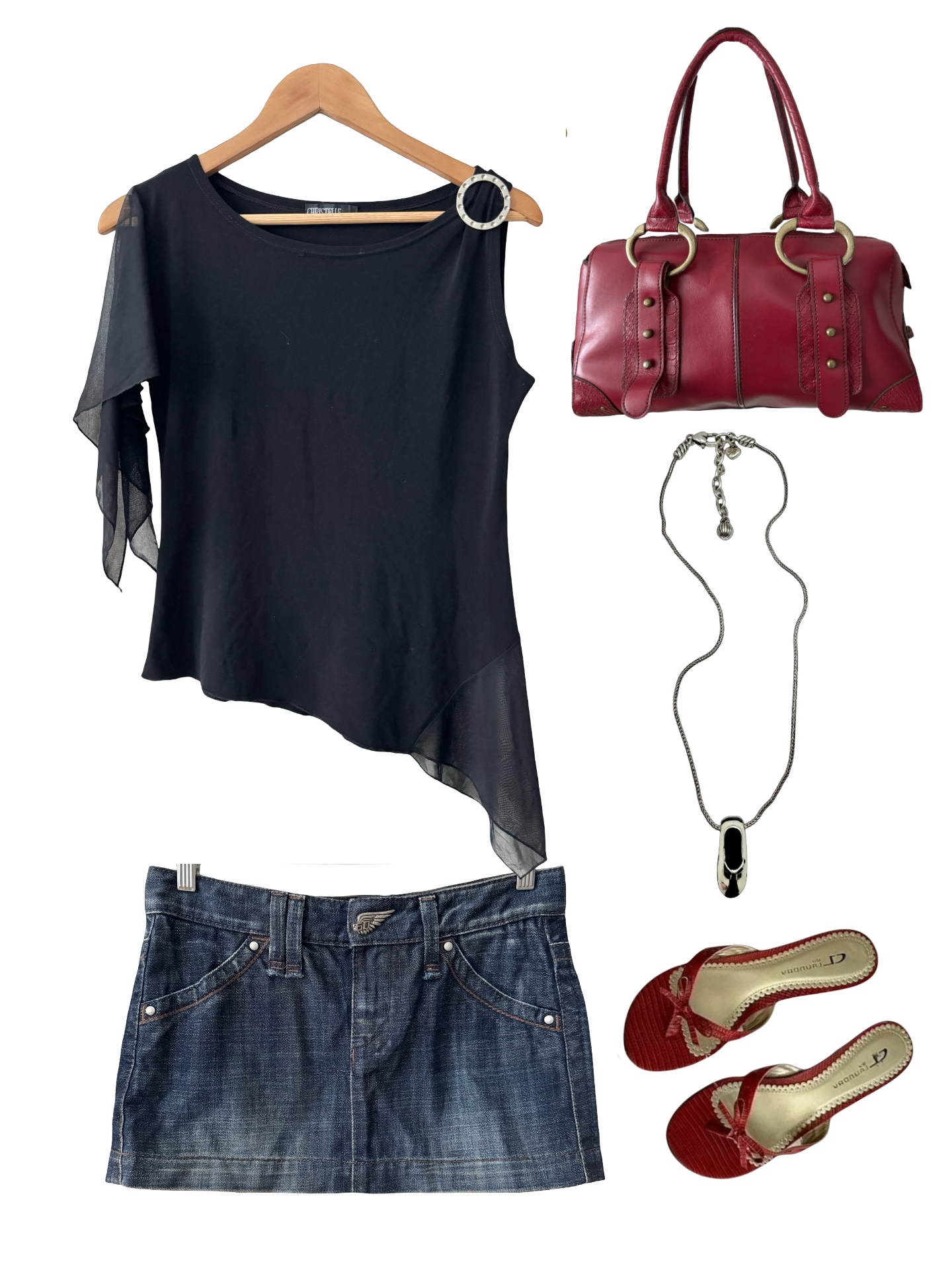 Vintage Y2K Parisian Midnight Asymmetrical Buckle Top (L)