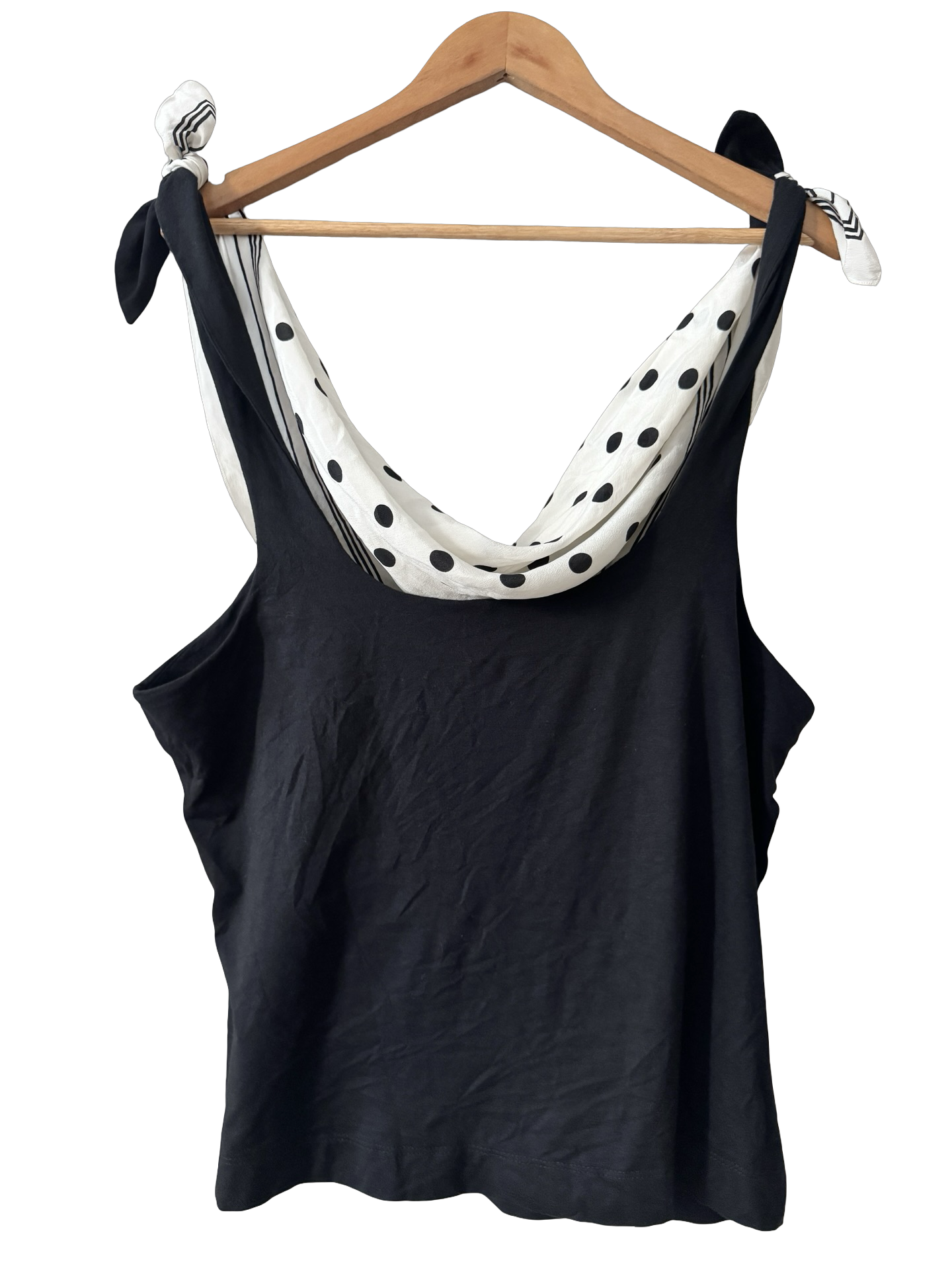 Vintage 90s Parisian Polka-dot Scarf Tie Top (L)