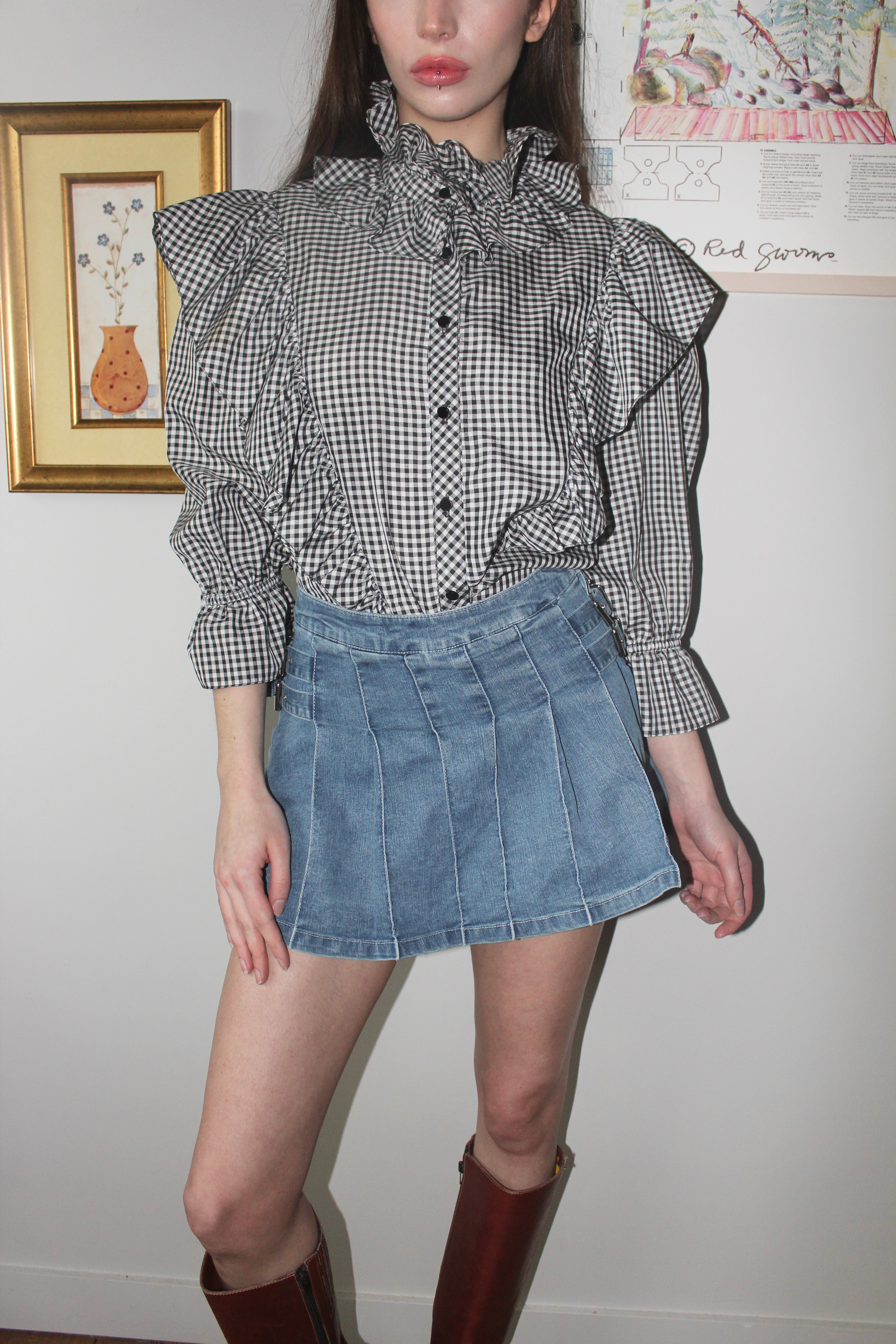 Vintage 80s Ruffled Poet Button Up (S/M)