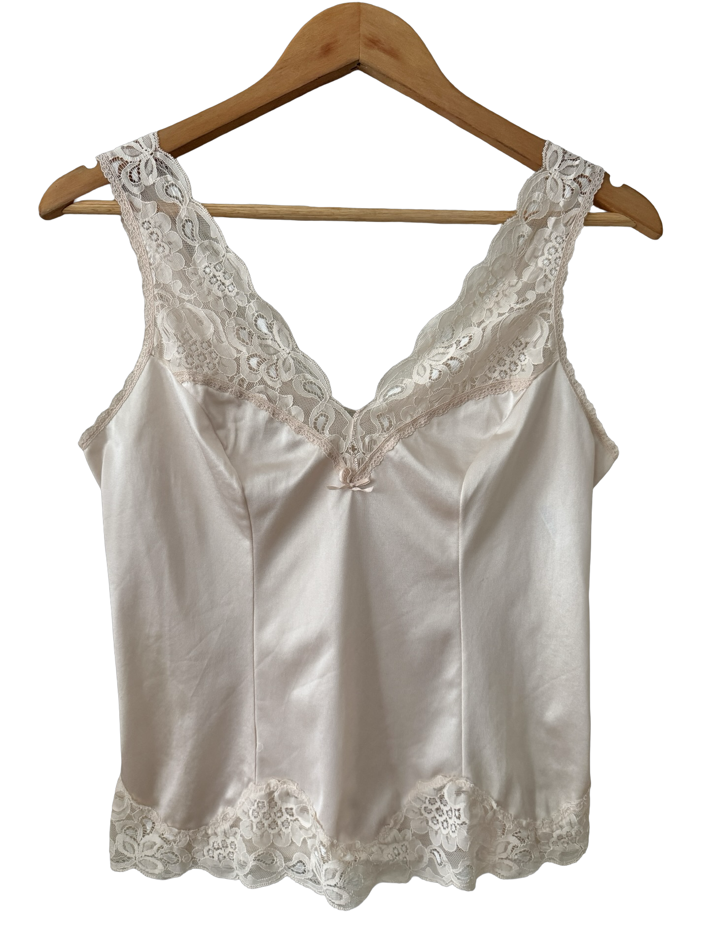 Vintage 60s Blush Satin Lace Camisole (S/M)