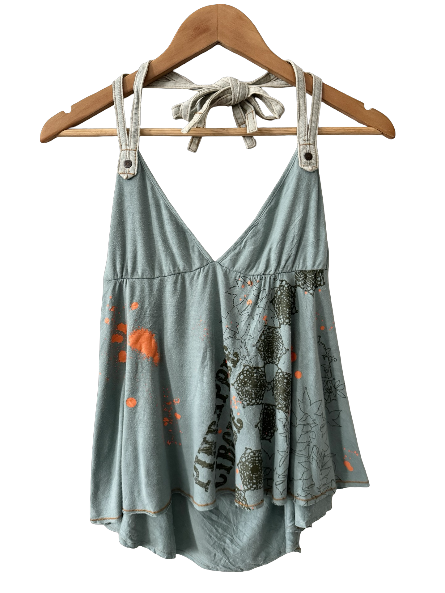 Vintage Y2K Mango Jeans Double Denim Strap Top (M)