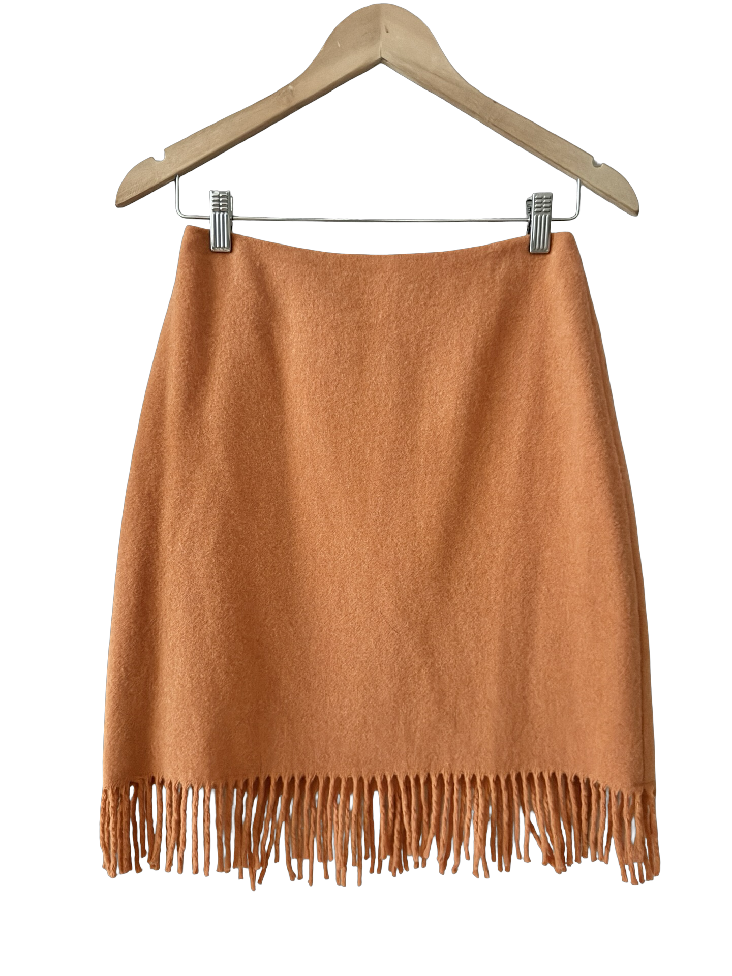 Vintage 90s Apricot Fringe Midi Skirt (S/M)