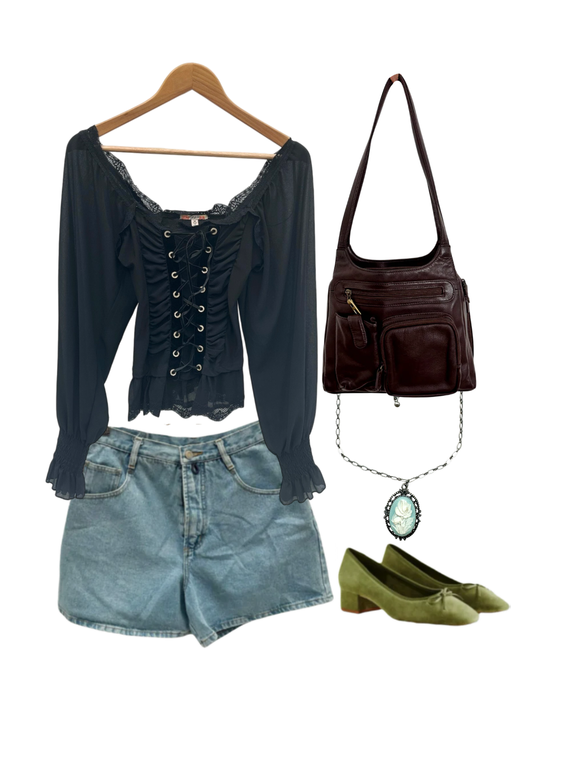 Vintage 90s Edwardian Lace Up Blouse (M)