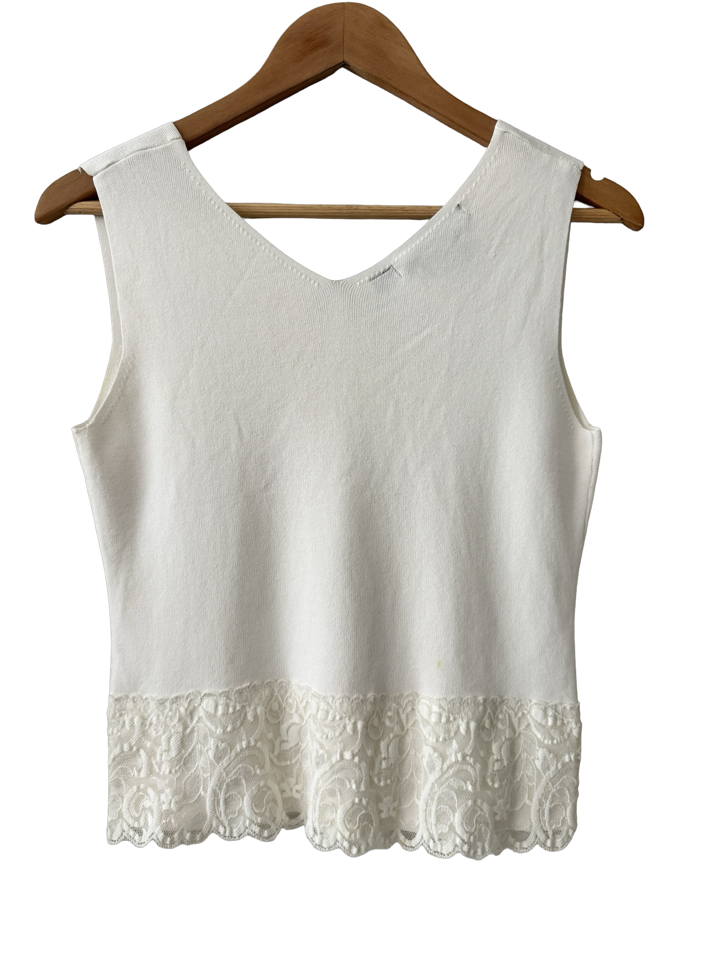 Vintage 90s Cream Lace Trim Tank (M)