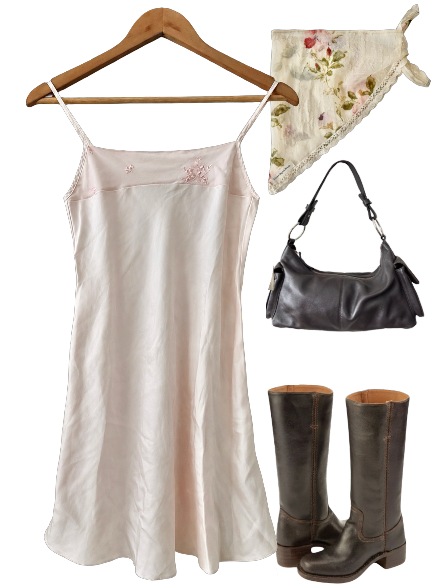 Vintage 90s Blush Petal Silk Slip (XS)