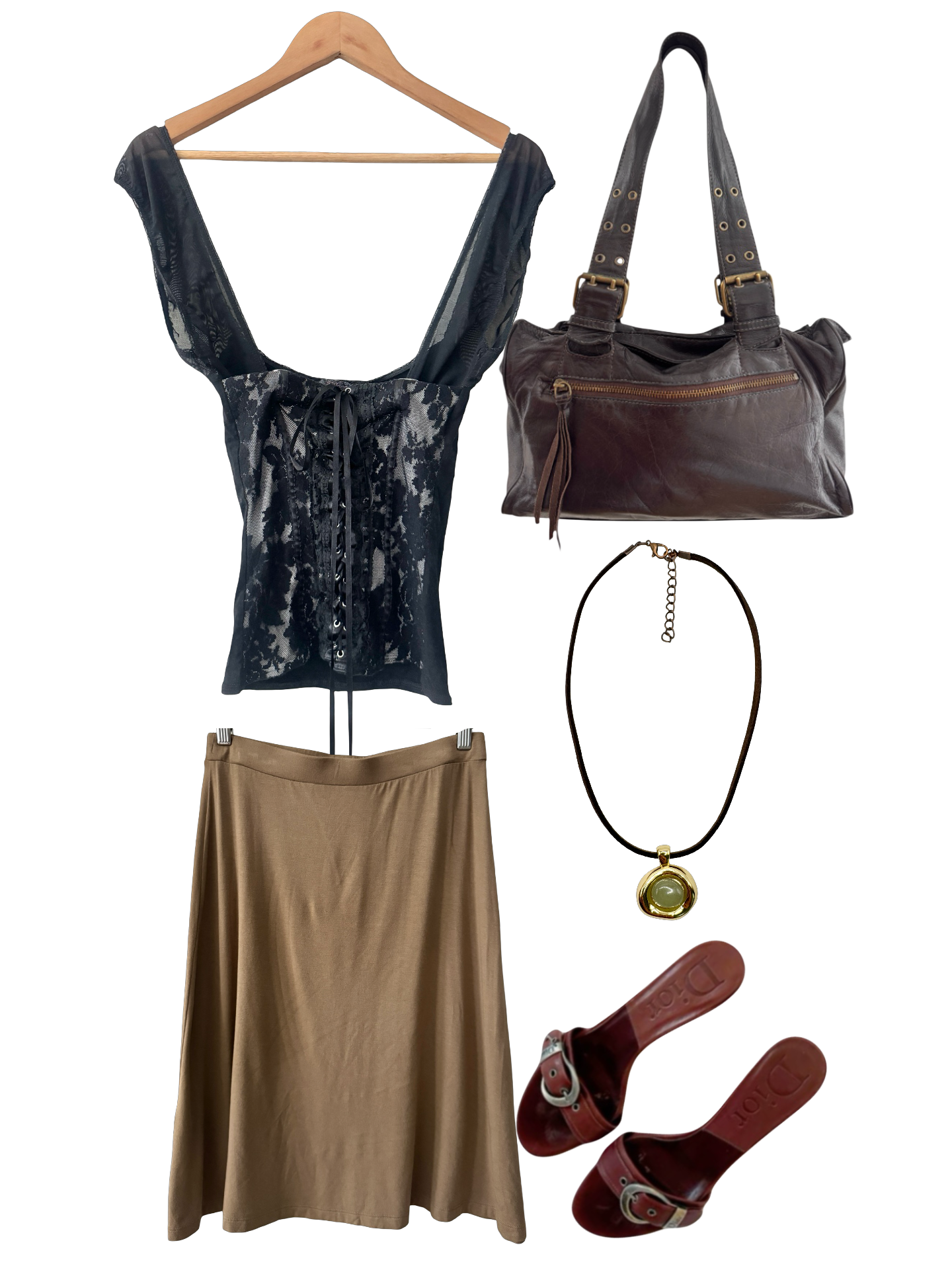 Vintage Y2K Mocha Ballet MIdi Skirt (S)