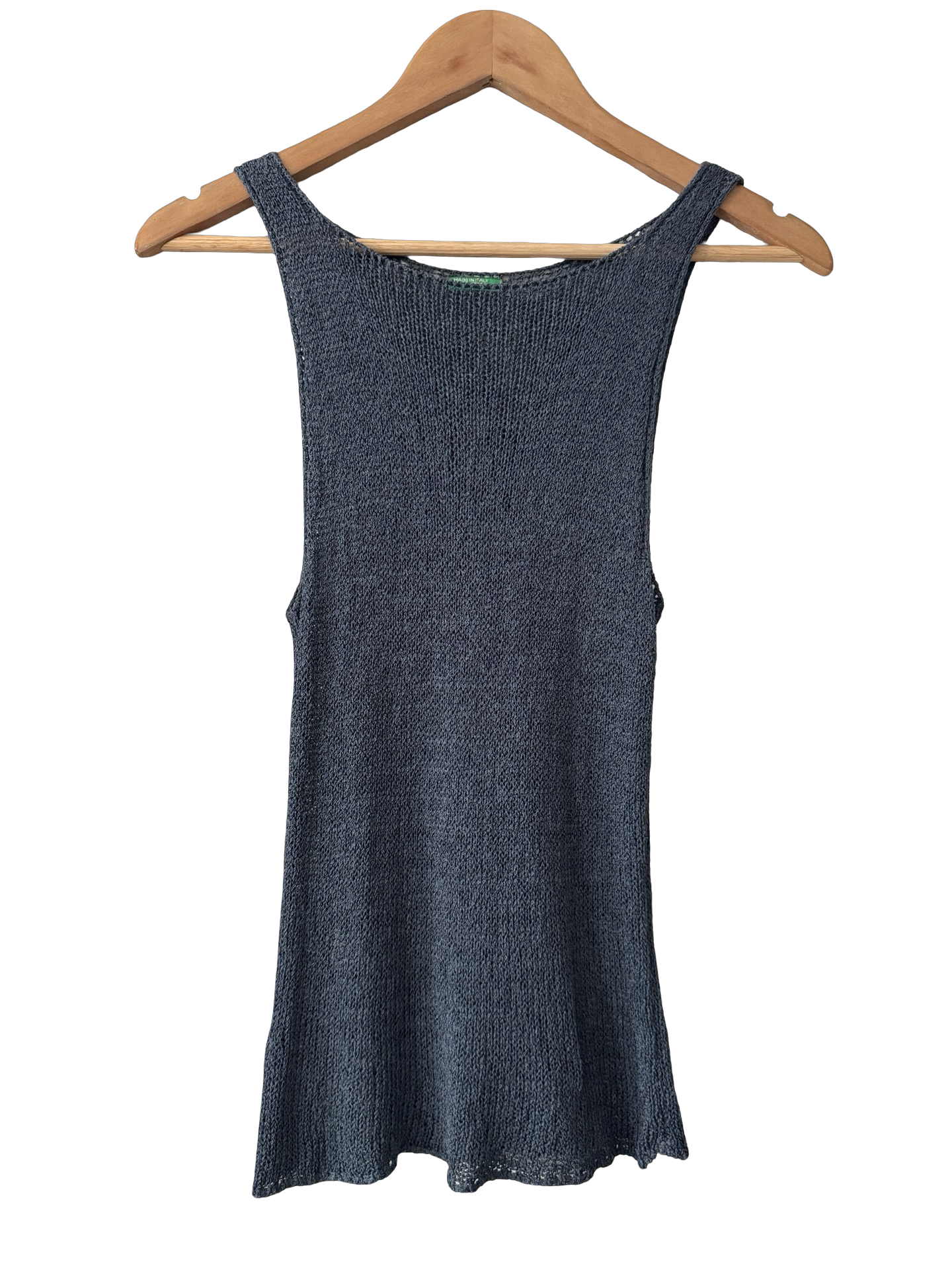 Vintage 90s Italian Slate Sheer Knit Mesh Tank (M)