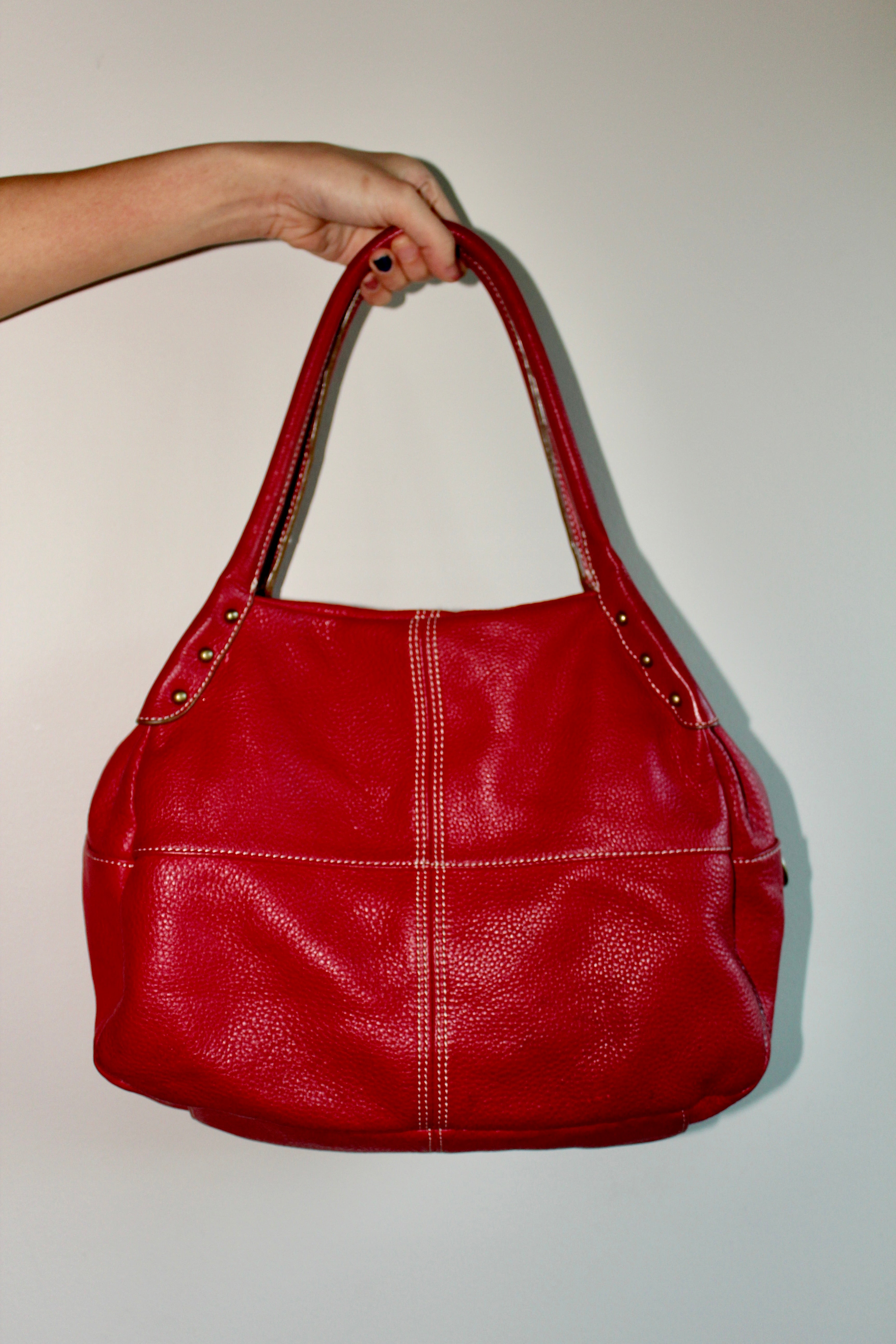 Vintage 90s Cherry Red Messenger Tote Purse