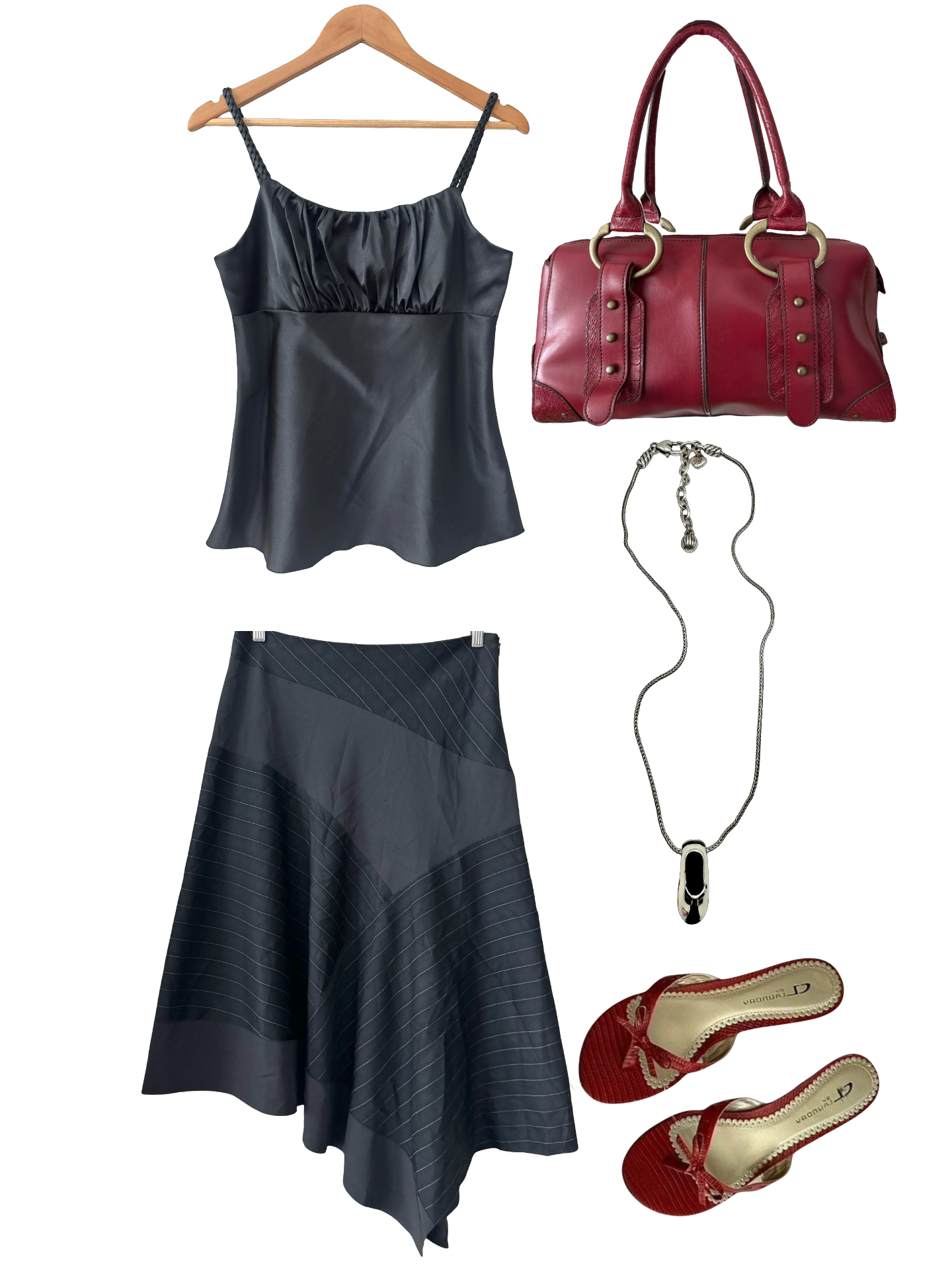 Vintage Y2K Midnight Braided Satin Camisole (M)