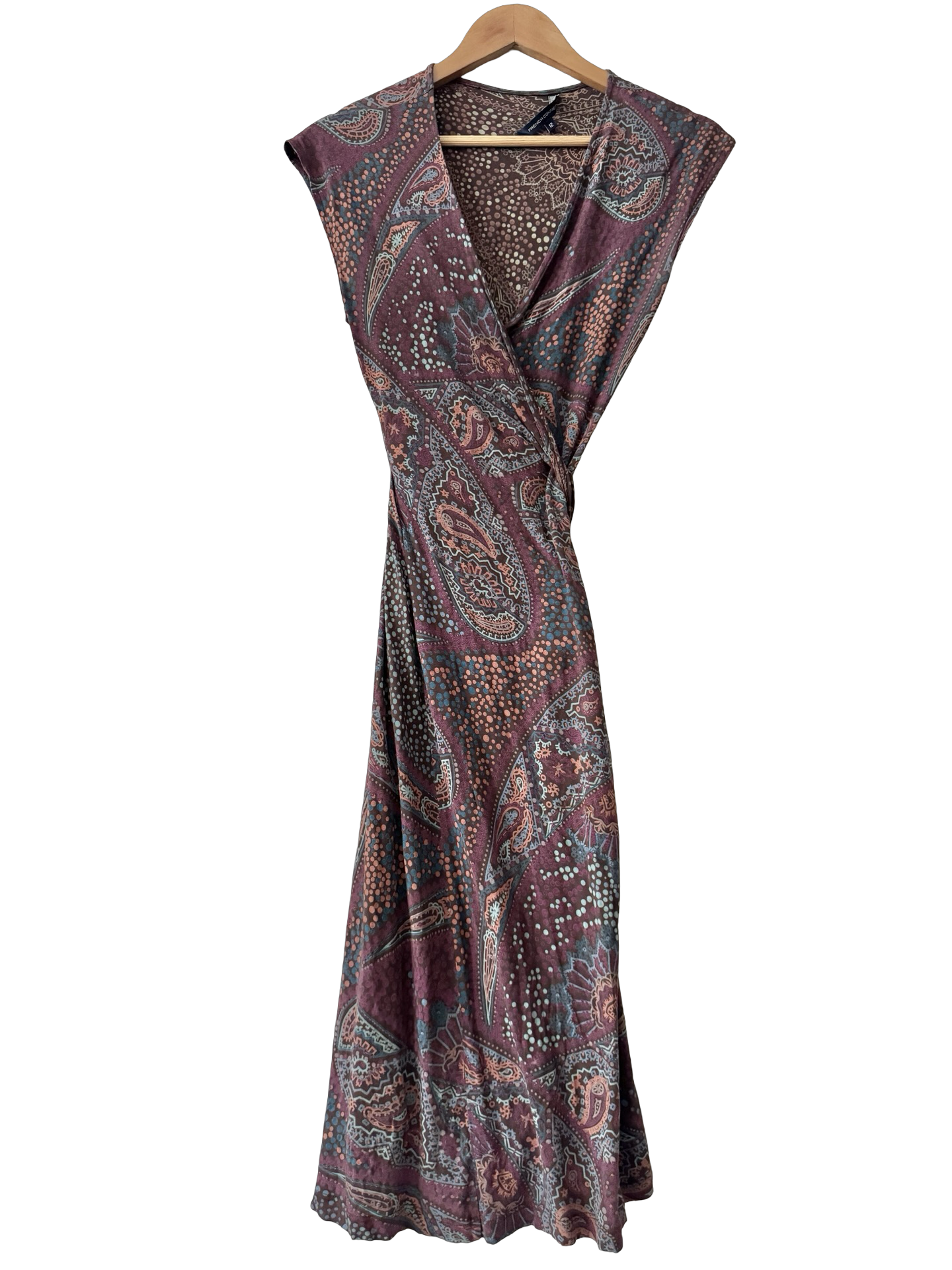 Vintage Y2K Plum Paisley Wrap Mini Dress (M)