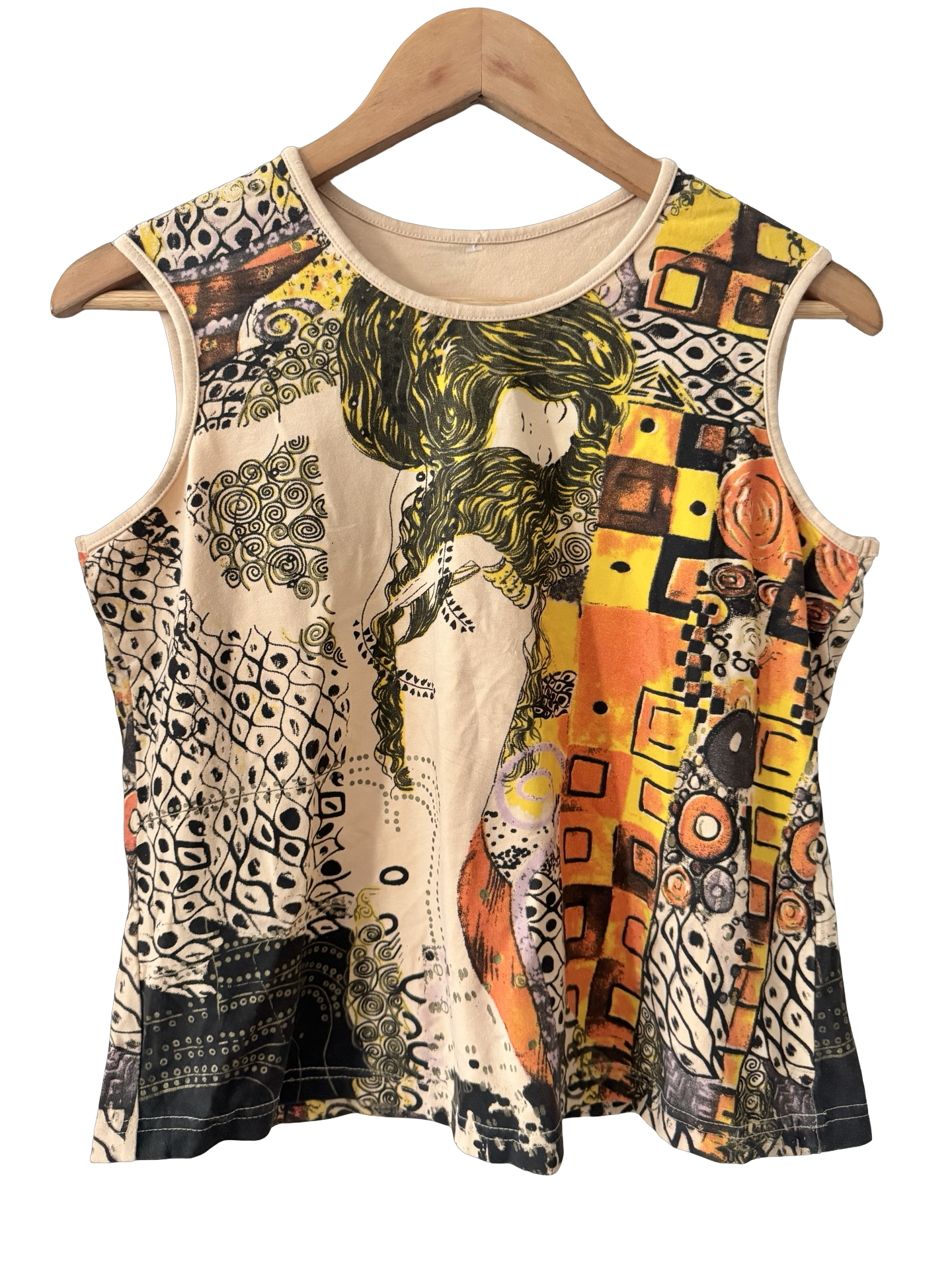 Vintage Y2K Art Nouveau Portrait Print Tank (L)