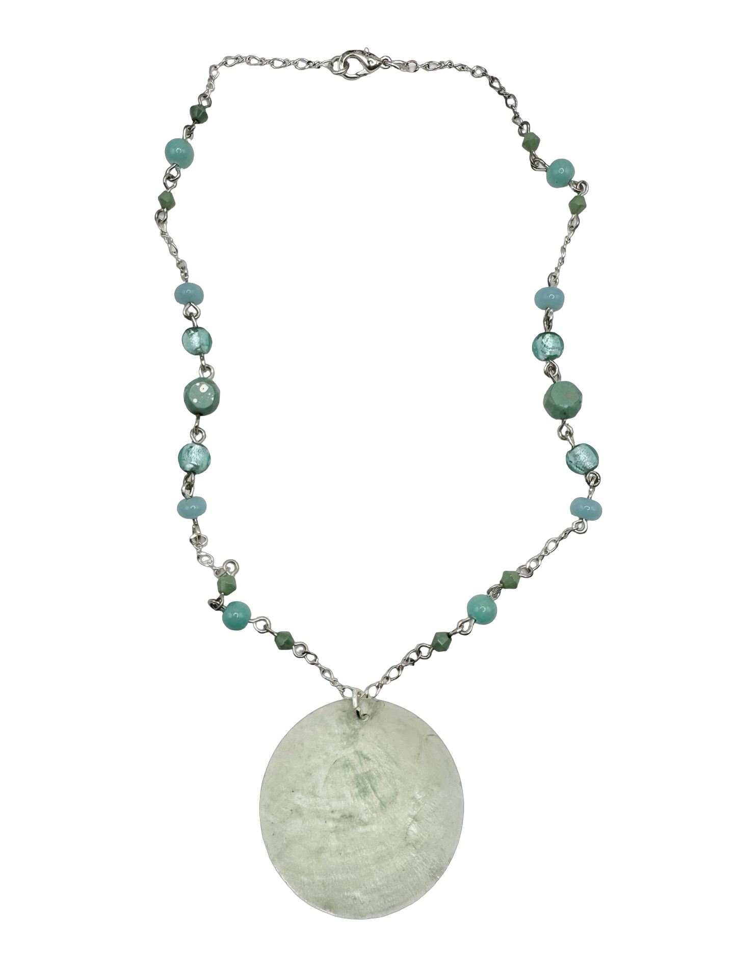Vintage Frosted Mint Disc Necklace
