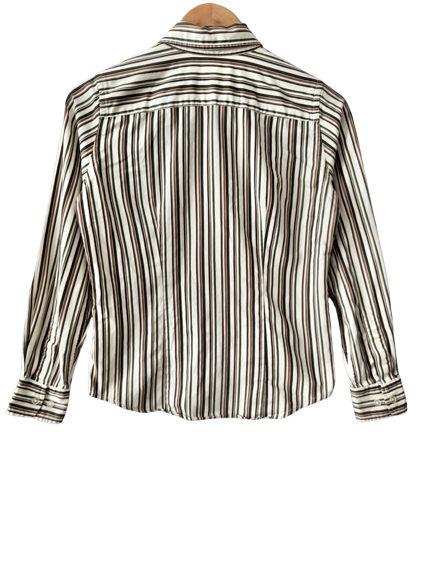 Vintage 90s Espresso Stripe Blouse (S)