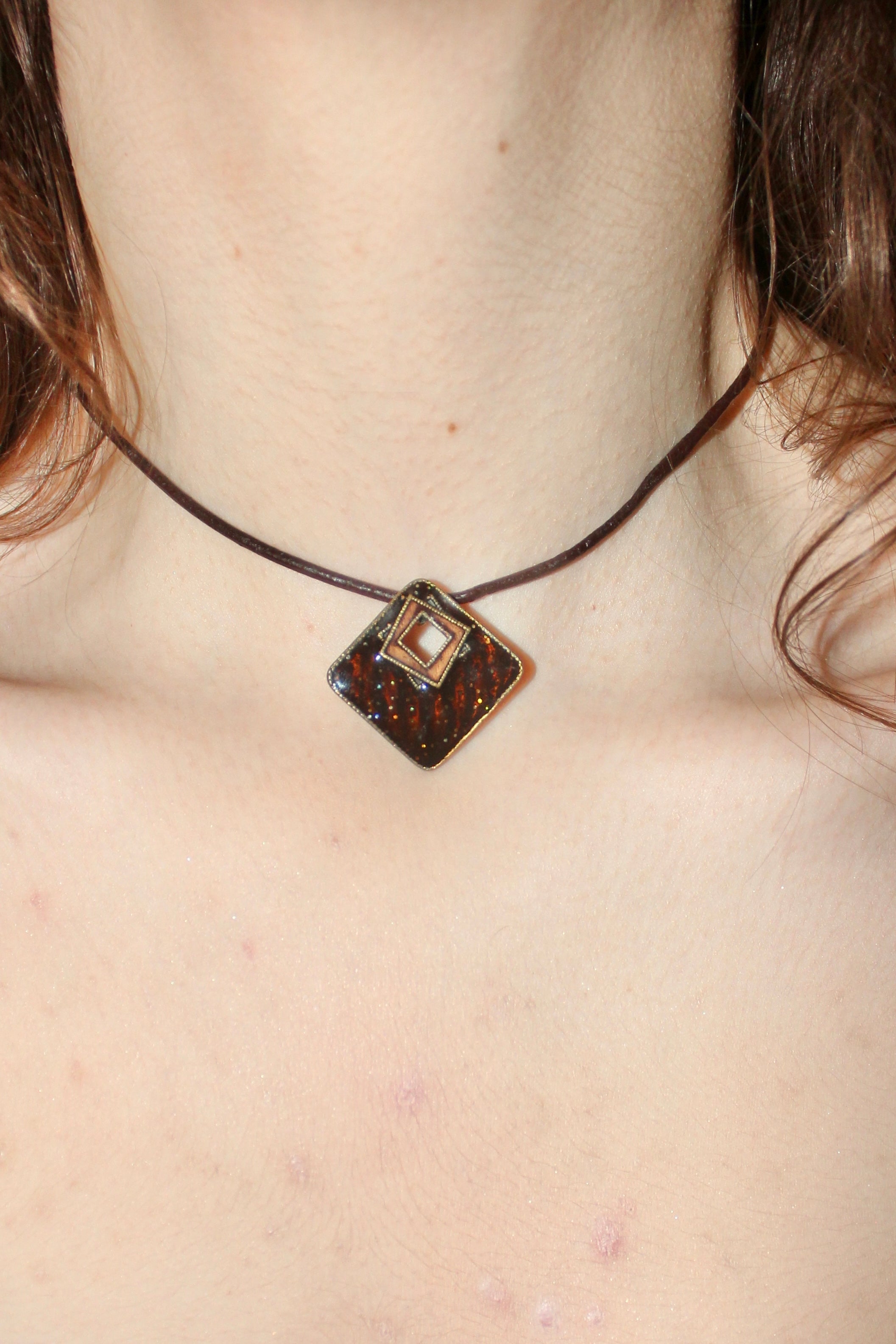 Cutout Square Pendant Choker