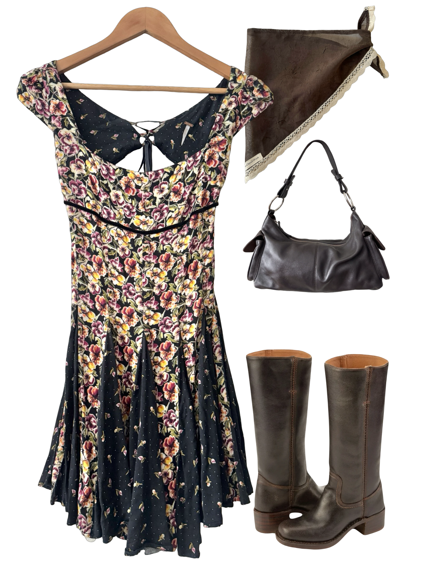 Vintage Y2K Free People Boho Cutout Mini Dress (XS)