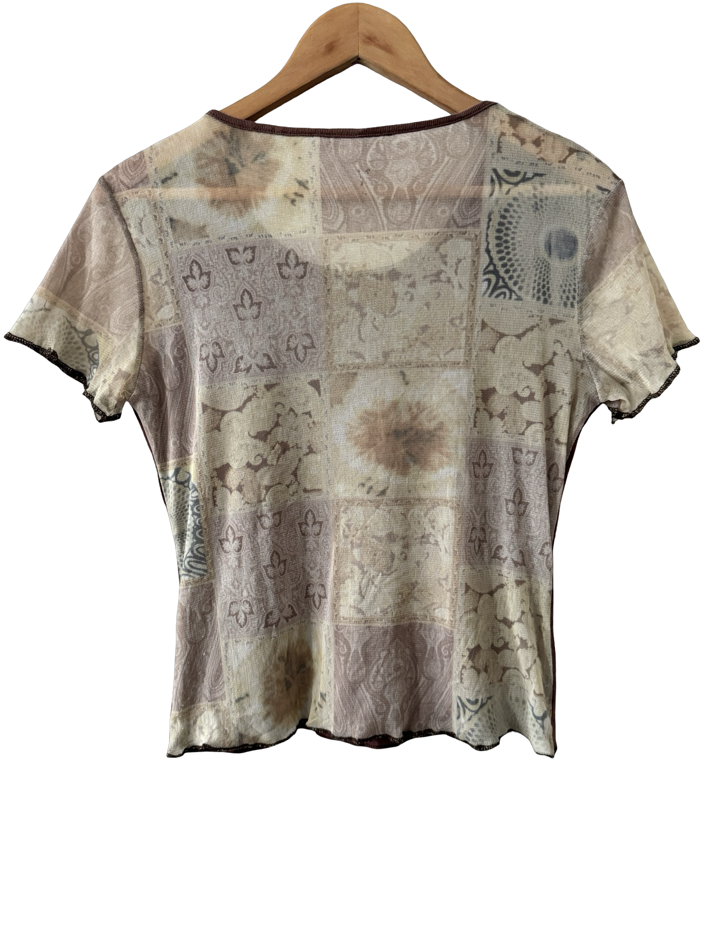 Vintage Y2K Mesh Back Patchwork Top (L)