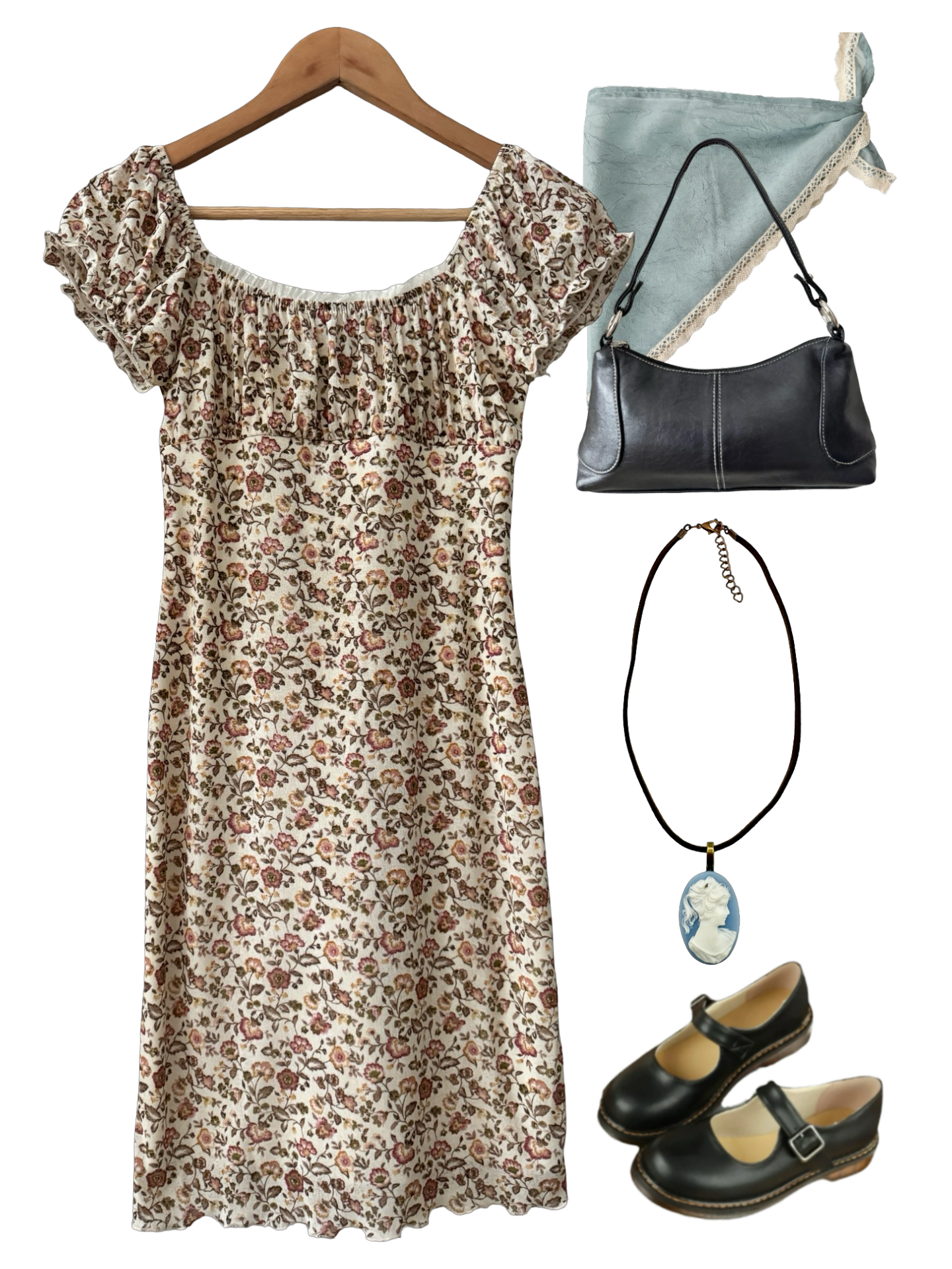 Vintage 90s Ditsy Floral Crush Midi Dress (S)