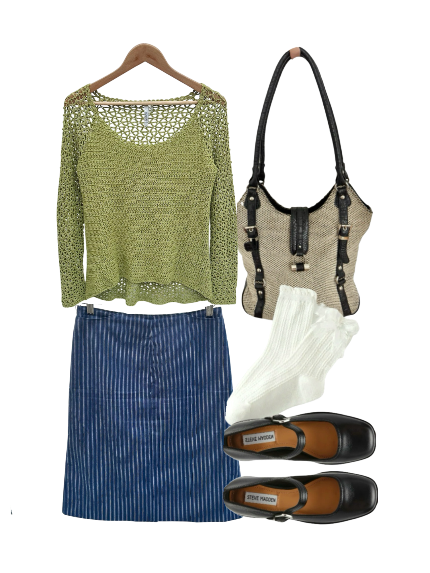 Vintage Avocado Mesh Sleeve Knit (M)