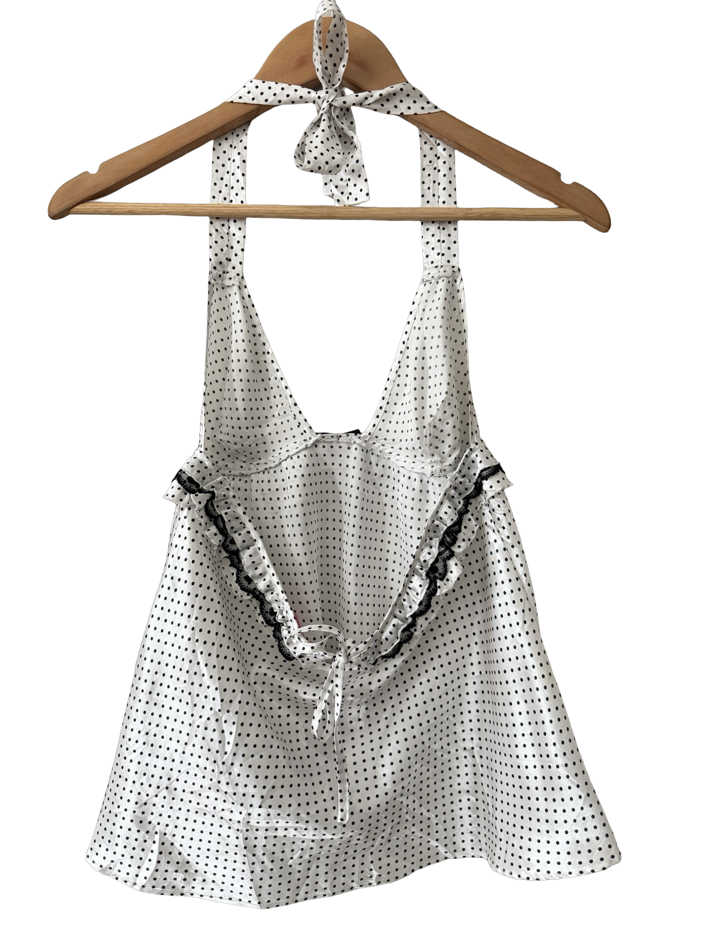 Vintage Y2K No Excuse French Film Polka Dot Halter Top (S-M)