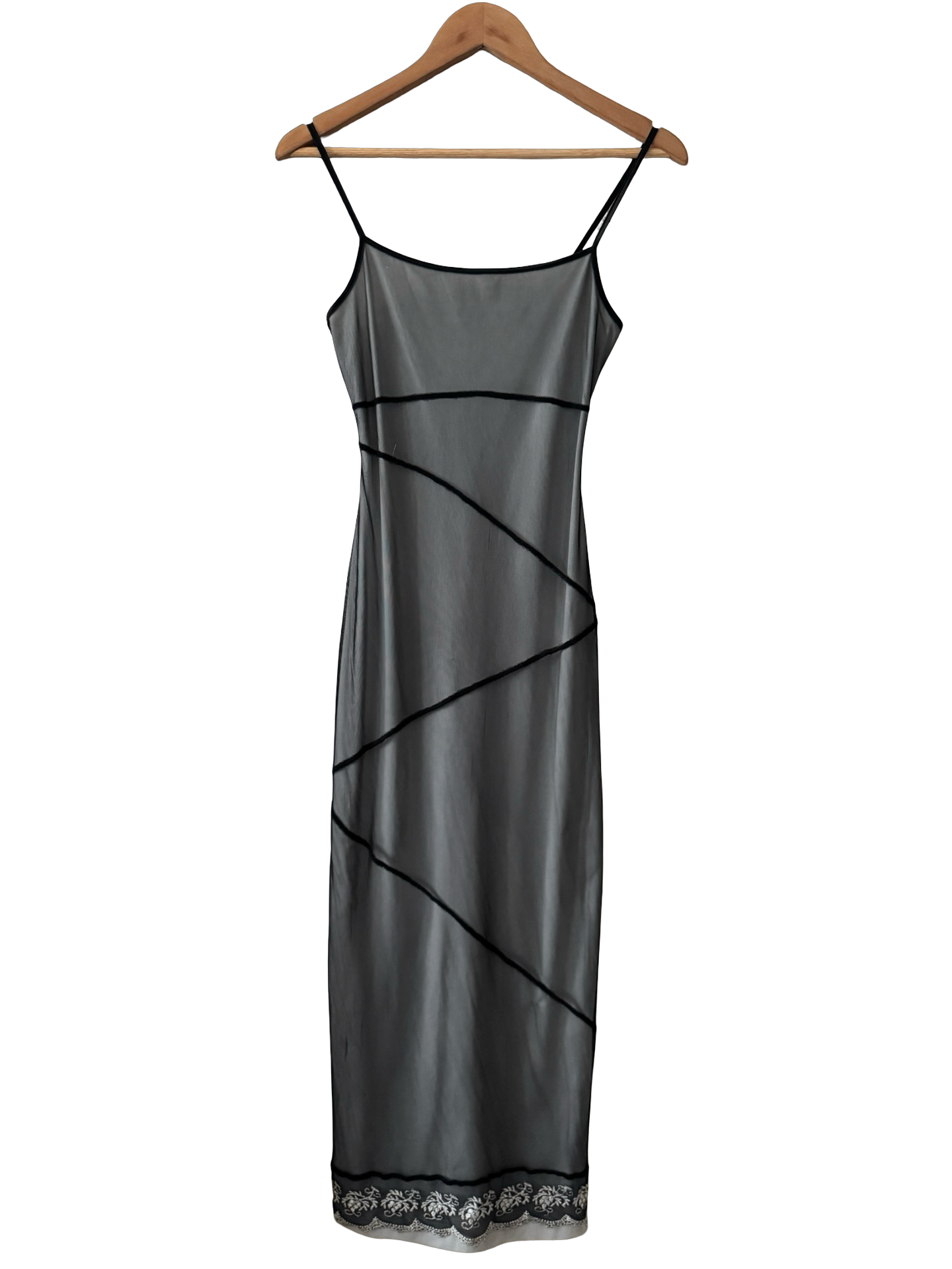 Vintage 90s XOXO Smoke & Mirrors Mesh Maxi Dress (XS/S)