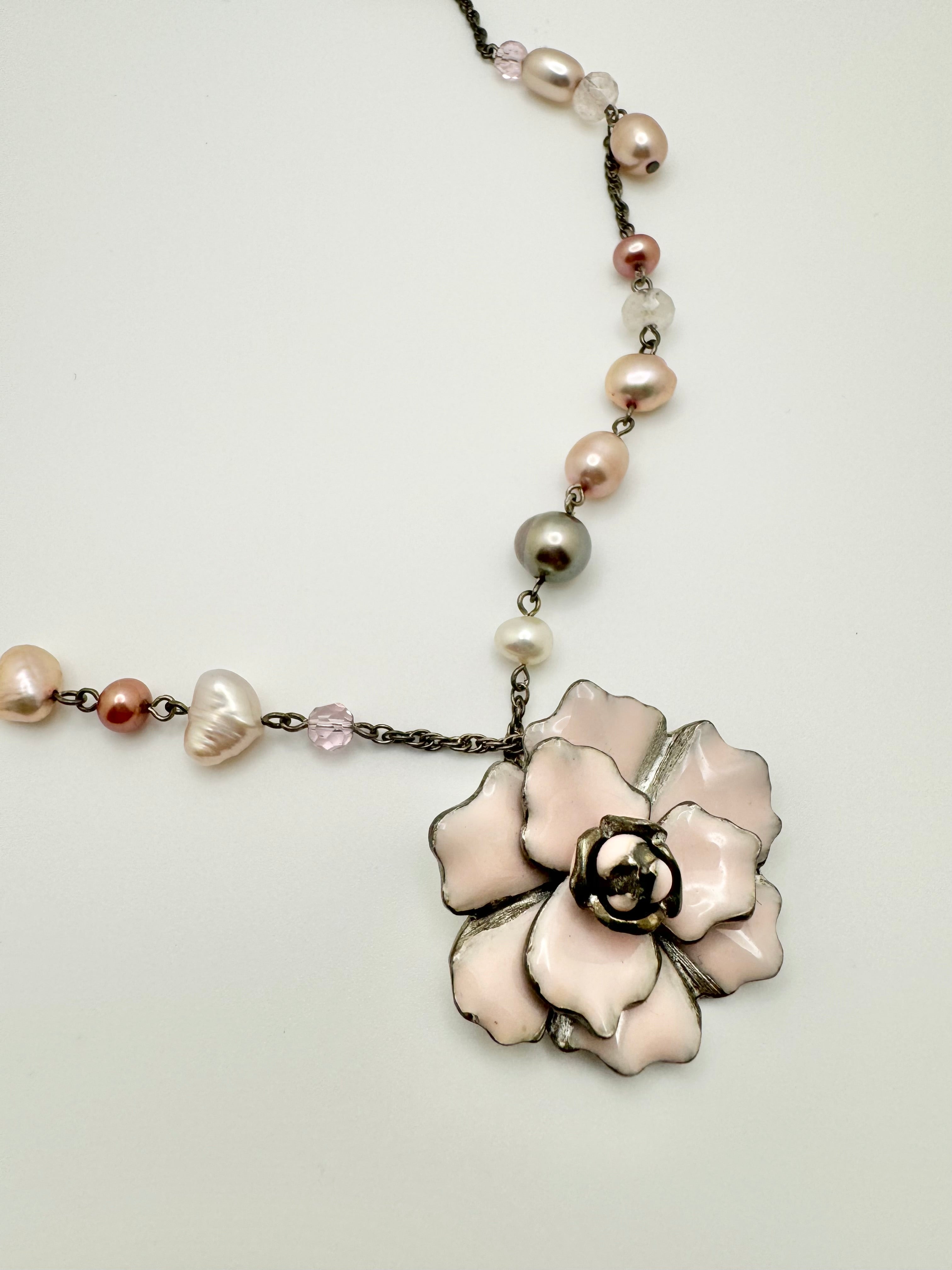 Dainty Rose Beaded Necklace