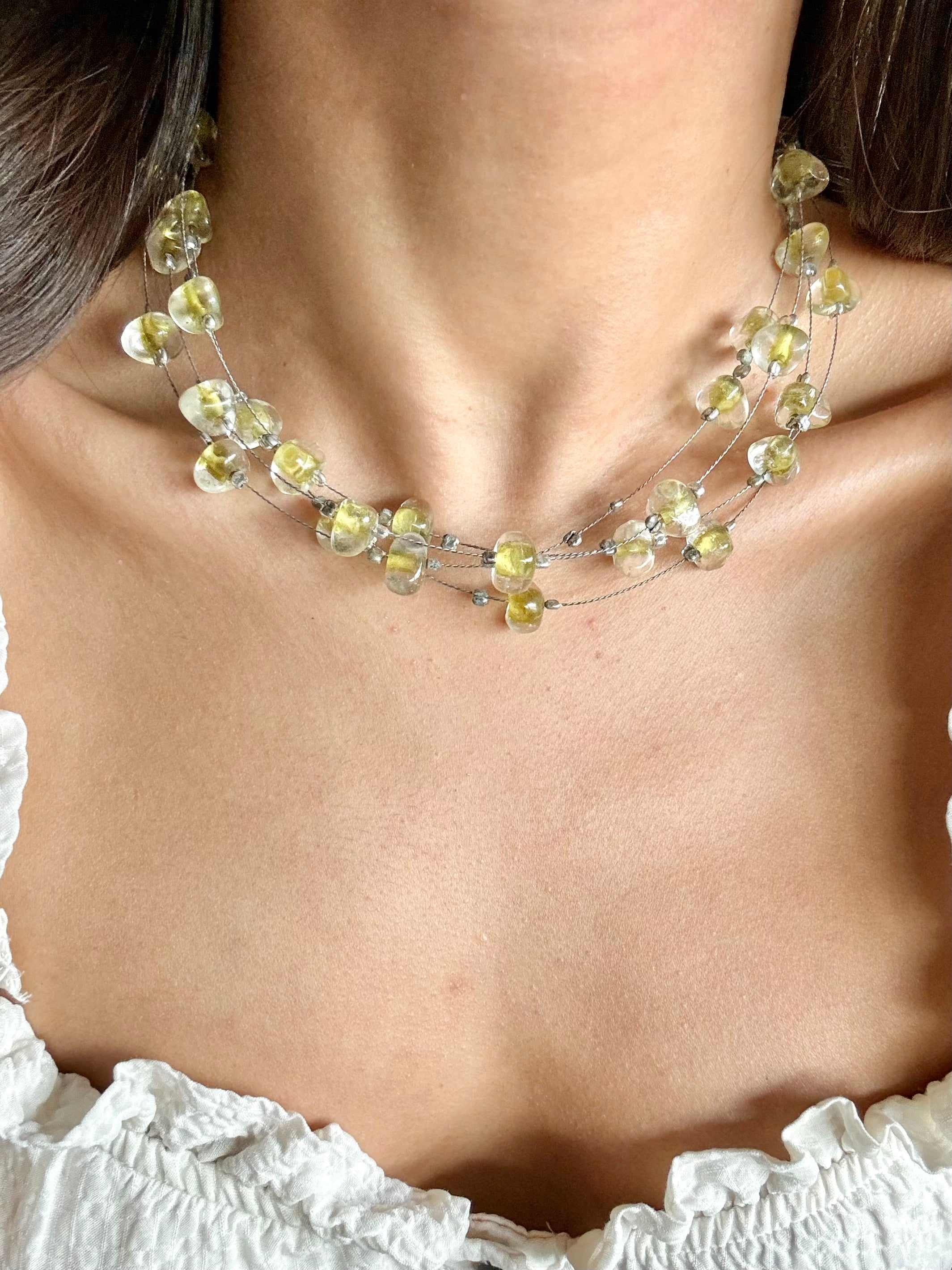 Green Beaded Layered Choker