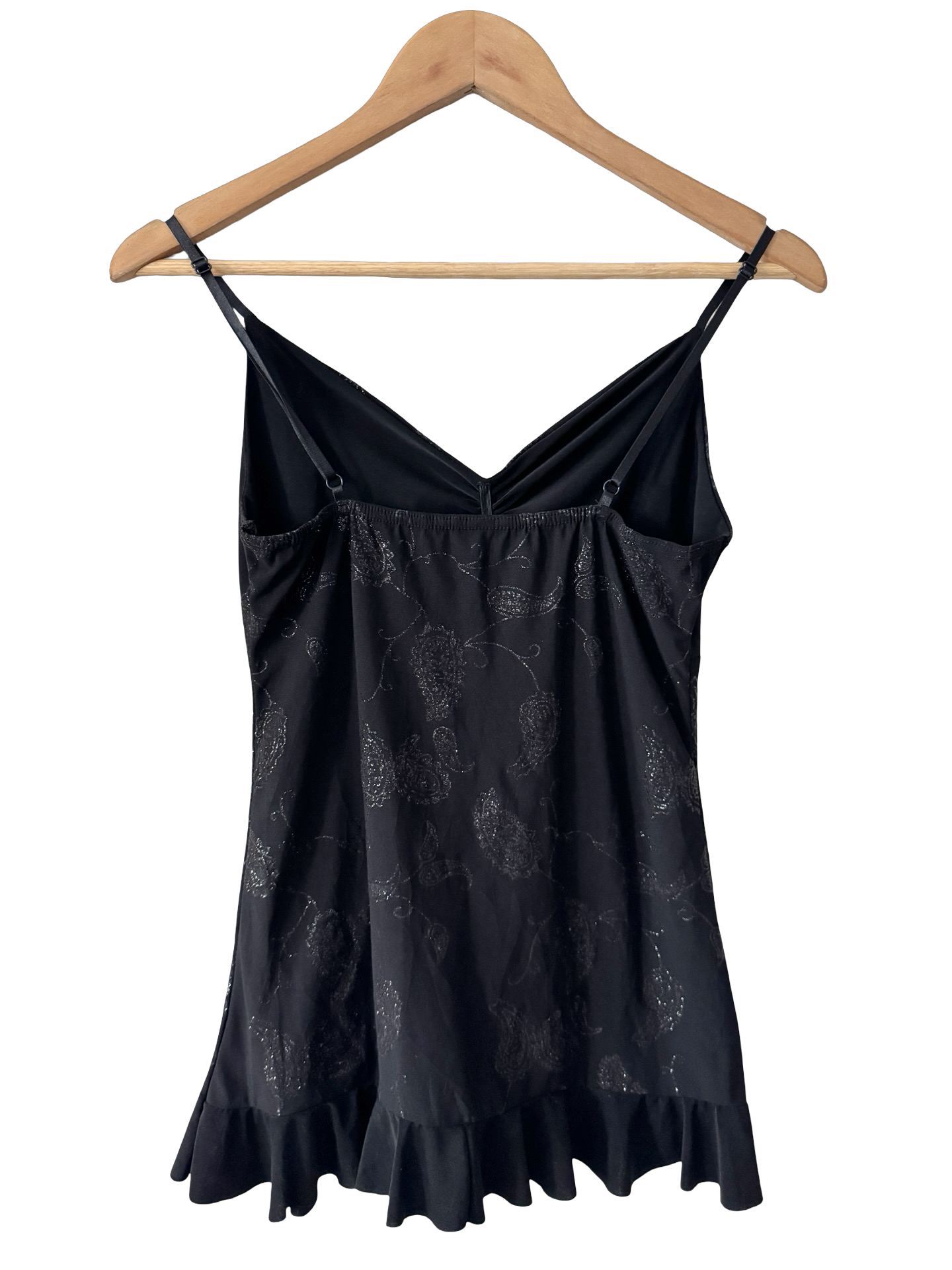Vintage Y2K Noir Paisley Ruffle Cami (S/M)