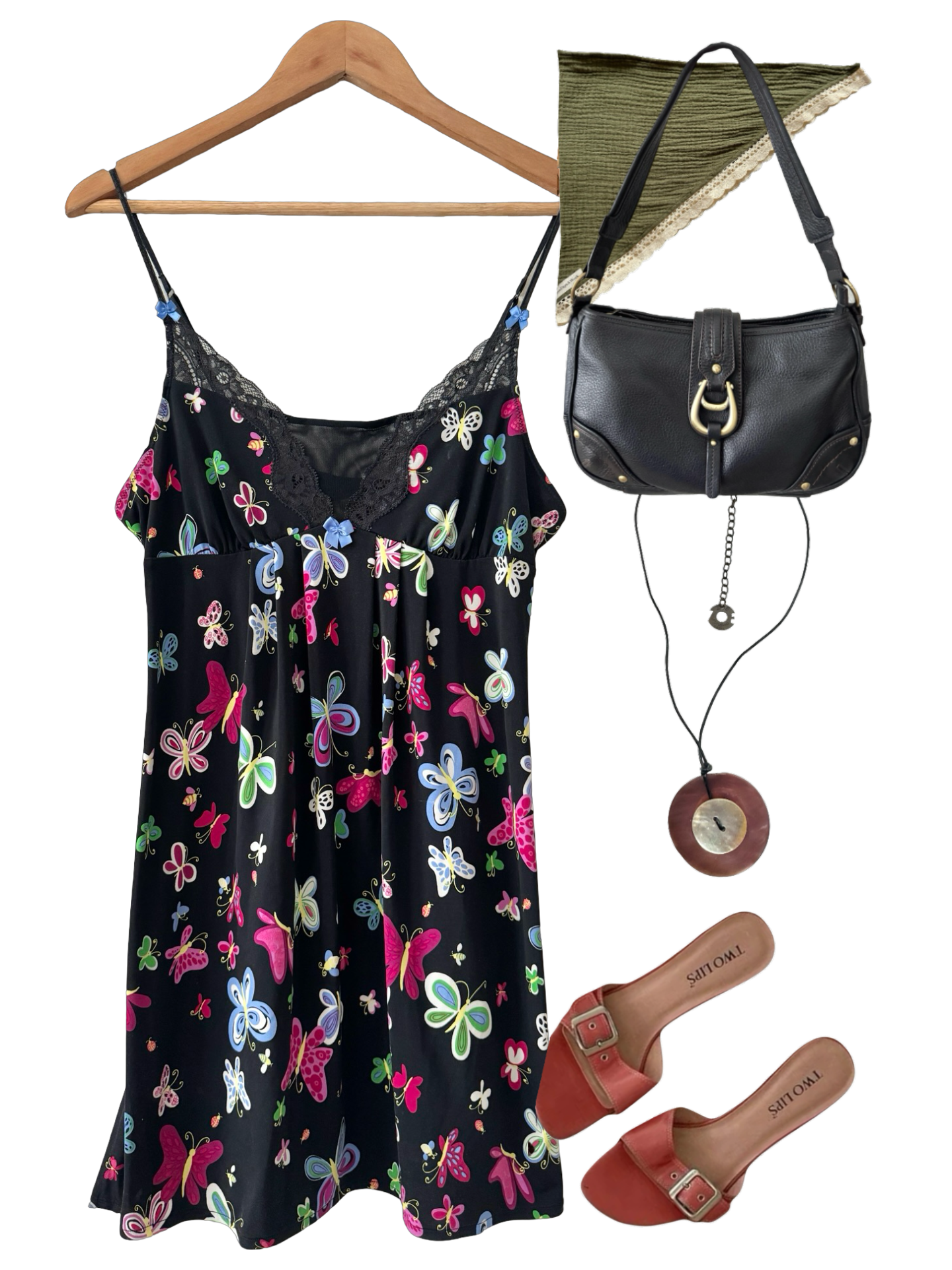 Vintage Y2K Betsey Johnson Butterfly Kisses Slip Dress (S/M)