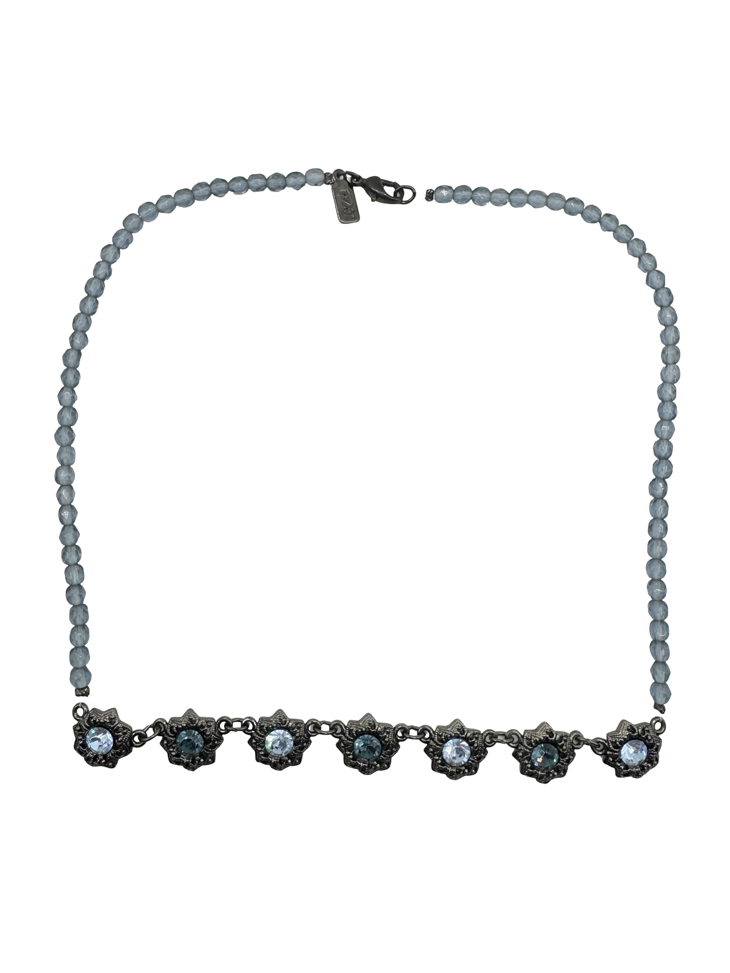 Vintage Y2K Blue Crystal Beaded Necklace