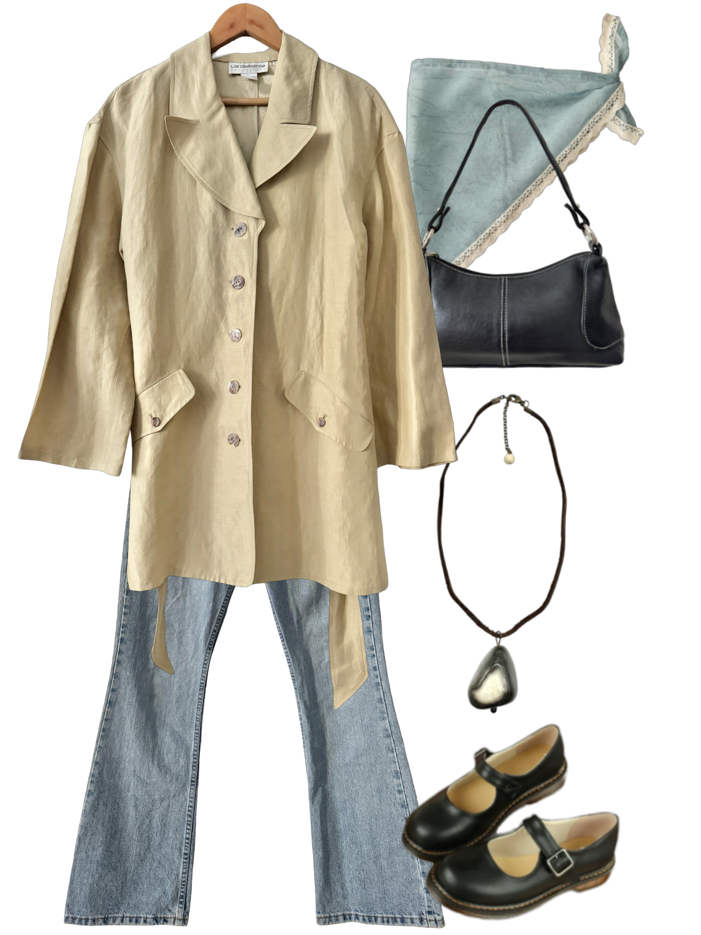 Vintage 90s Buttercream Belted Trench Coat (M)
